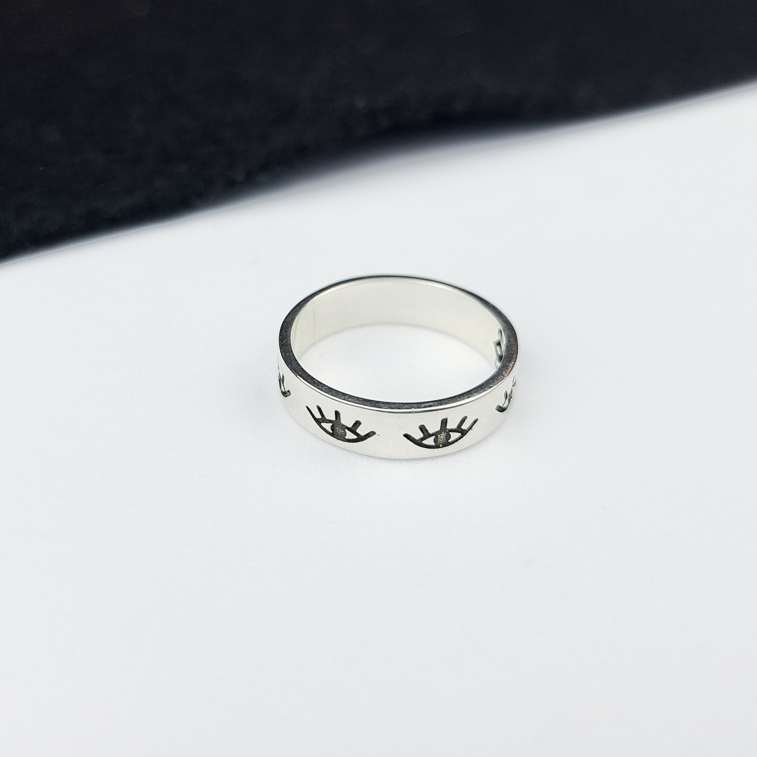Silver Evil Eye Ring Band - Inchoo Bijoux