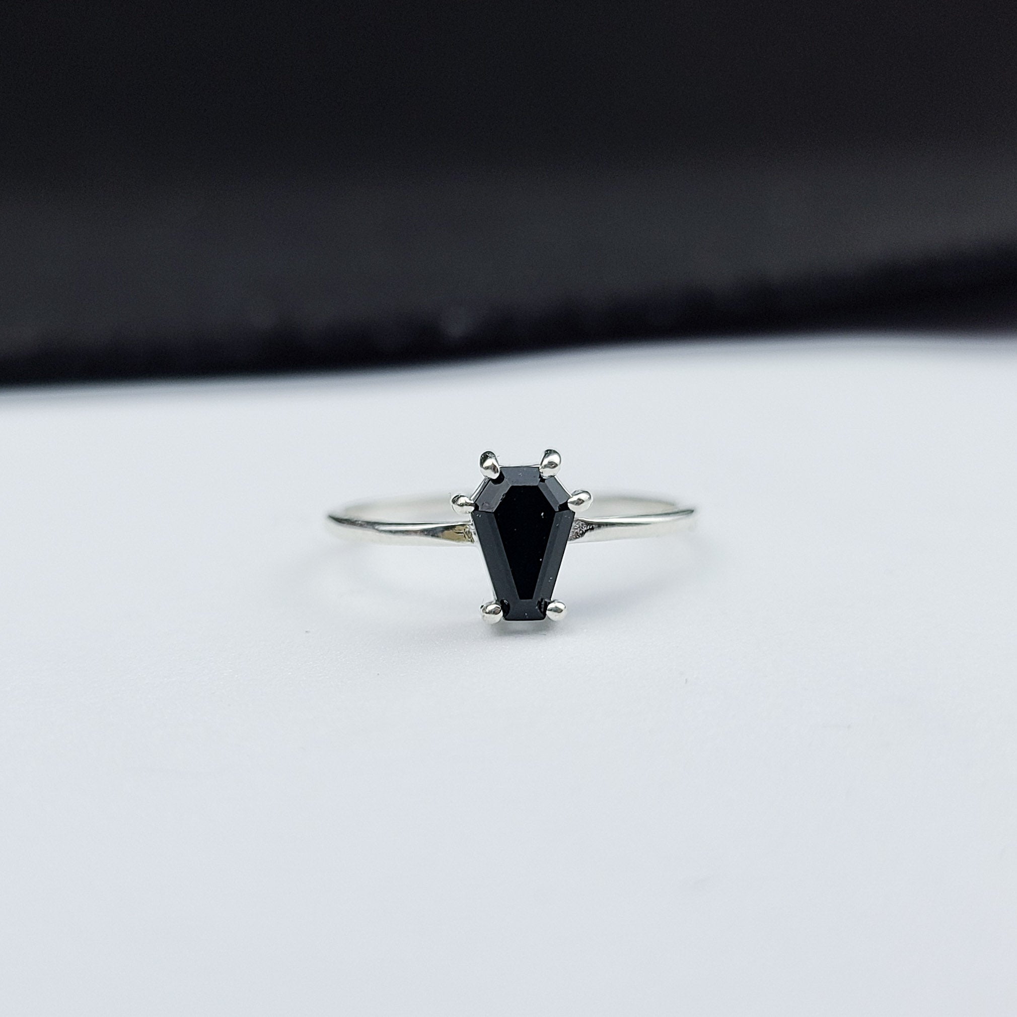 Black Coffin Engagement Ring - Inchoo Bijoux