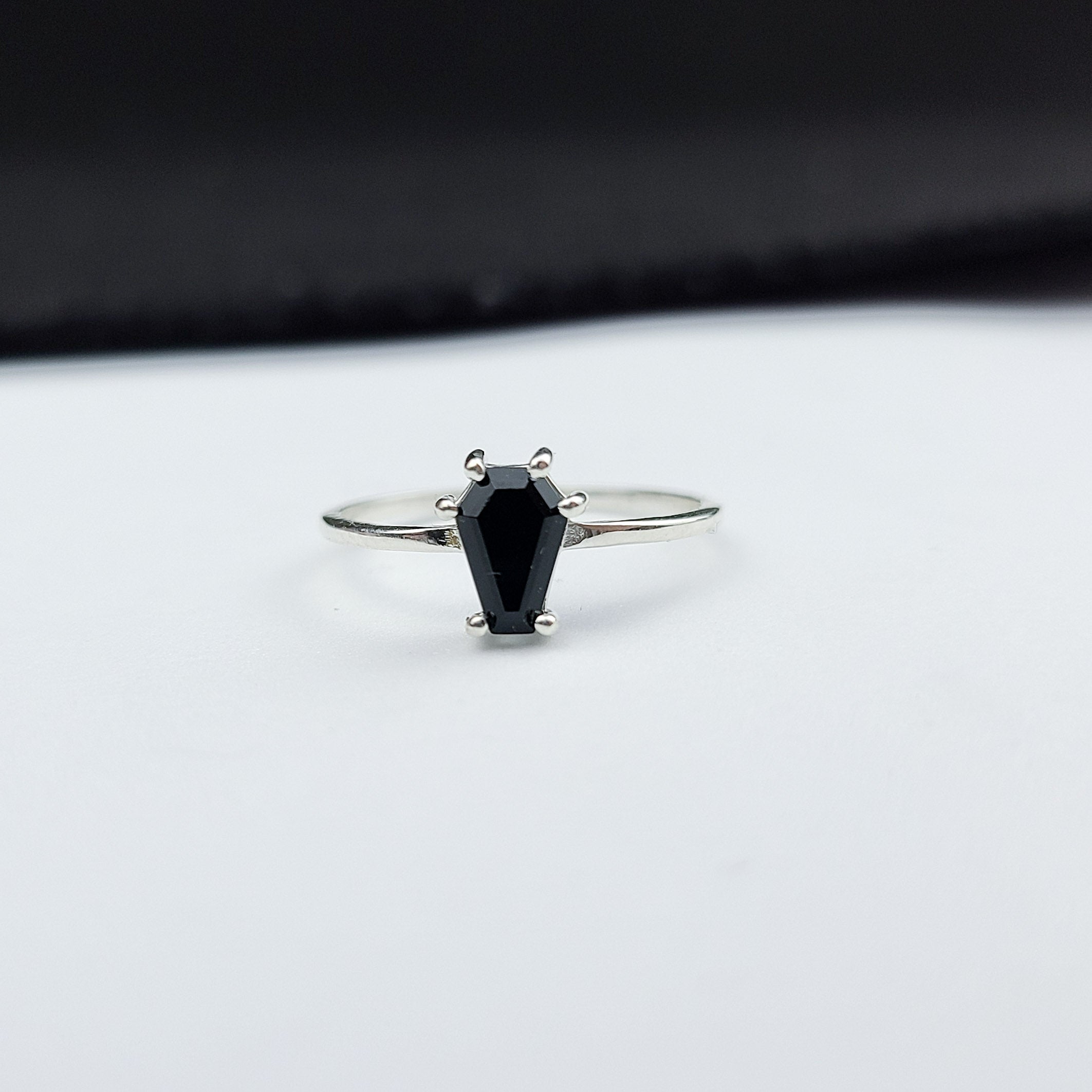 Black Coffin Engagement Ring - Inchoo Bijoux