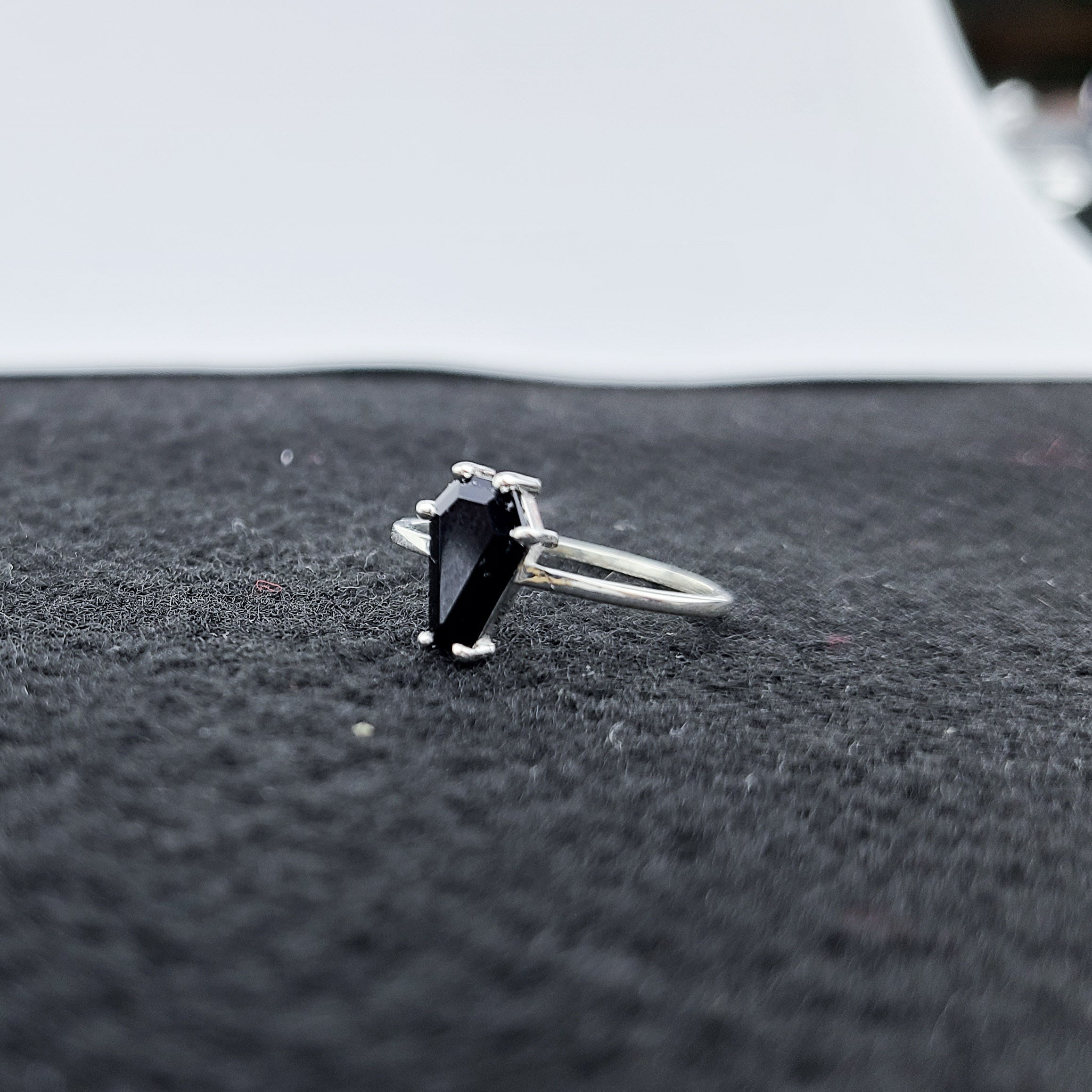 Black Coffin Engagement Ring - Inchoo Bijoux