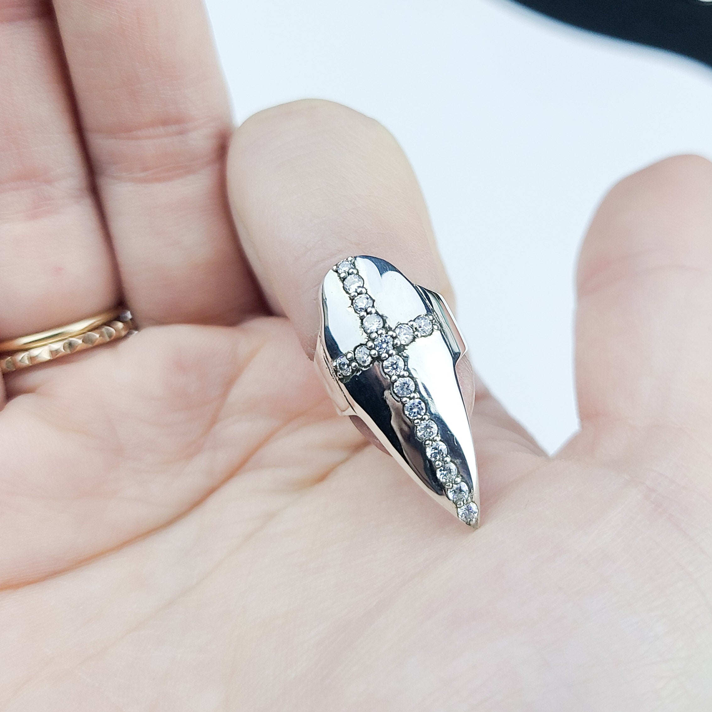 Diamond Cross Fake Nail Claw Ring - Inchoo Bijoux