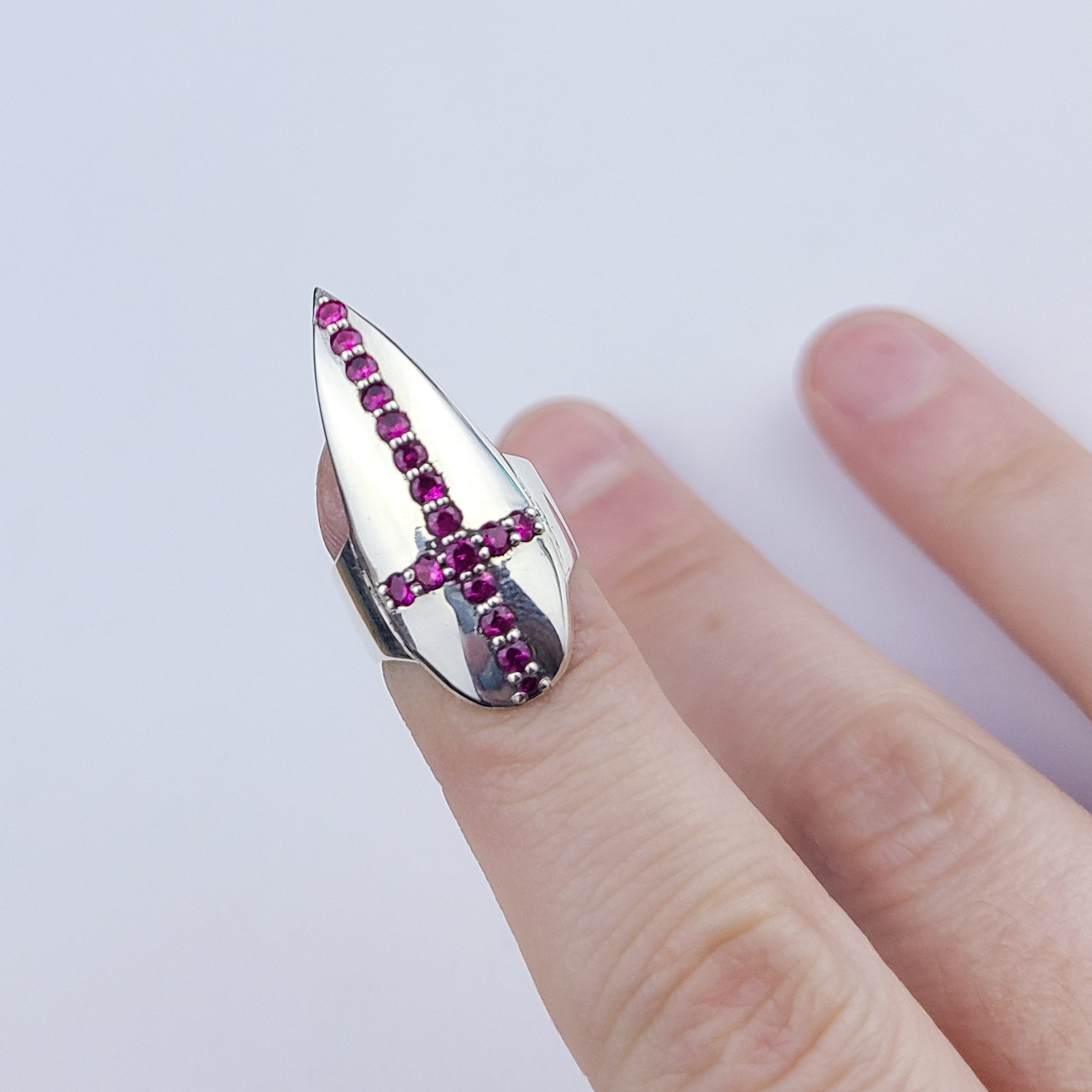 Ruby Red Cross Fake Nail Claw - Inchoo Bijoux