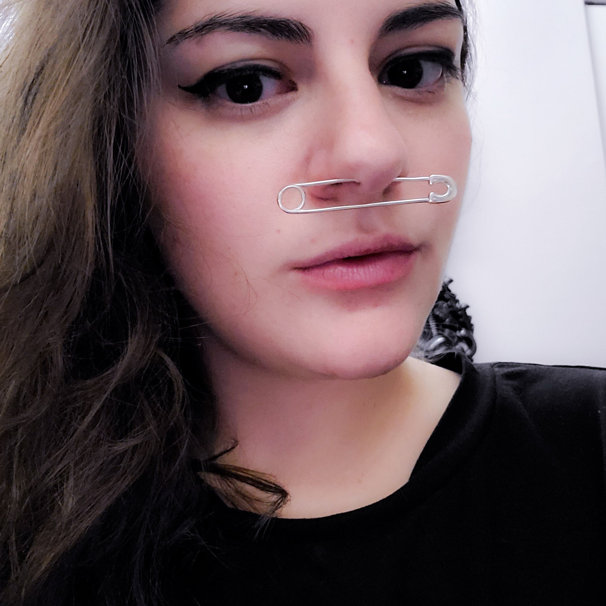 Bold Cheek Piercing Safety Pin