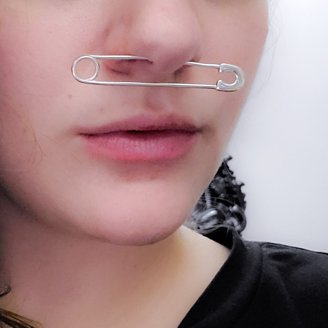 Bold Cheek Piercing Safety Pin
