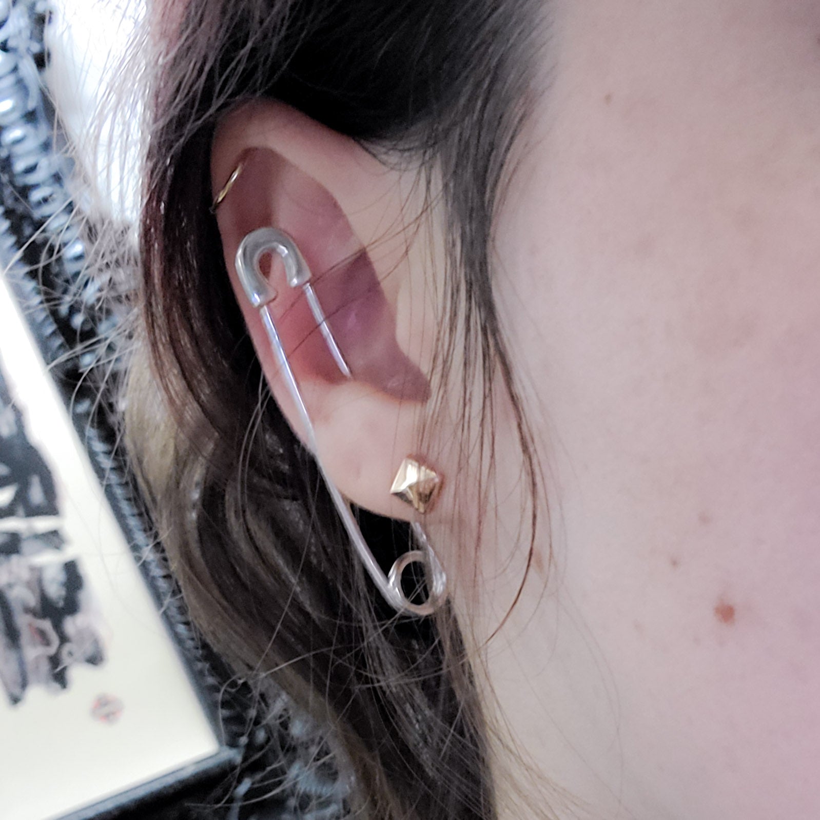 Bold Cheek Piercing Safety Pin