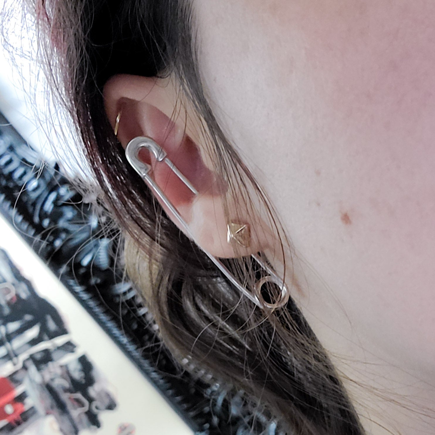 Bold Cheek Piercing Safety Pin