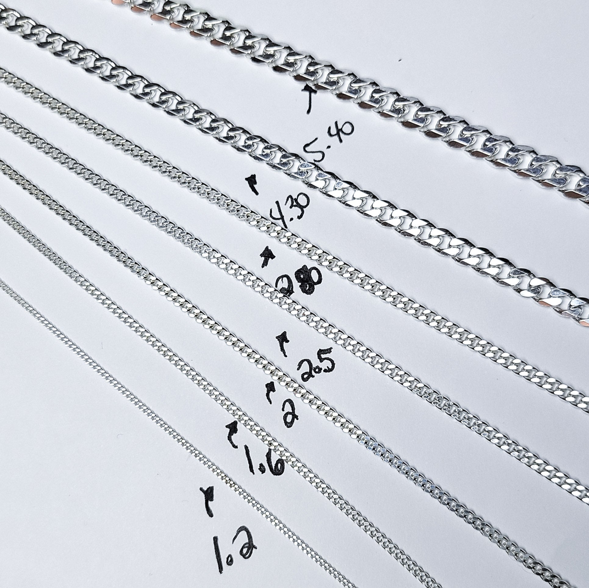 Wide 4.3mm Faceted Flat Curb Chain Necklace in Sterling Silver