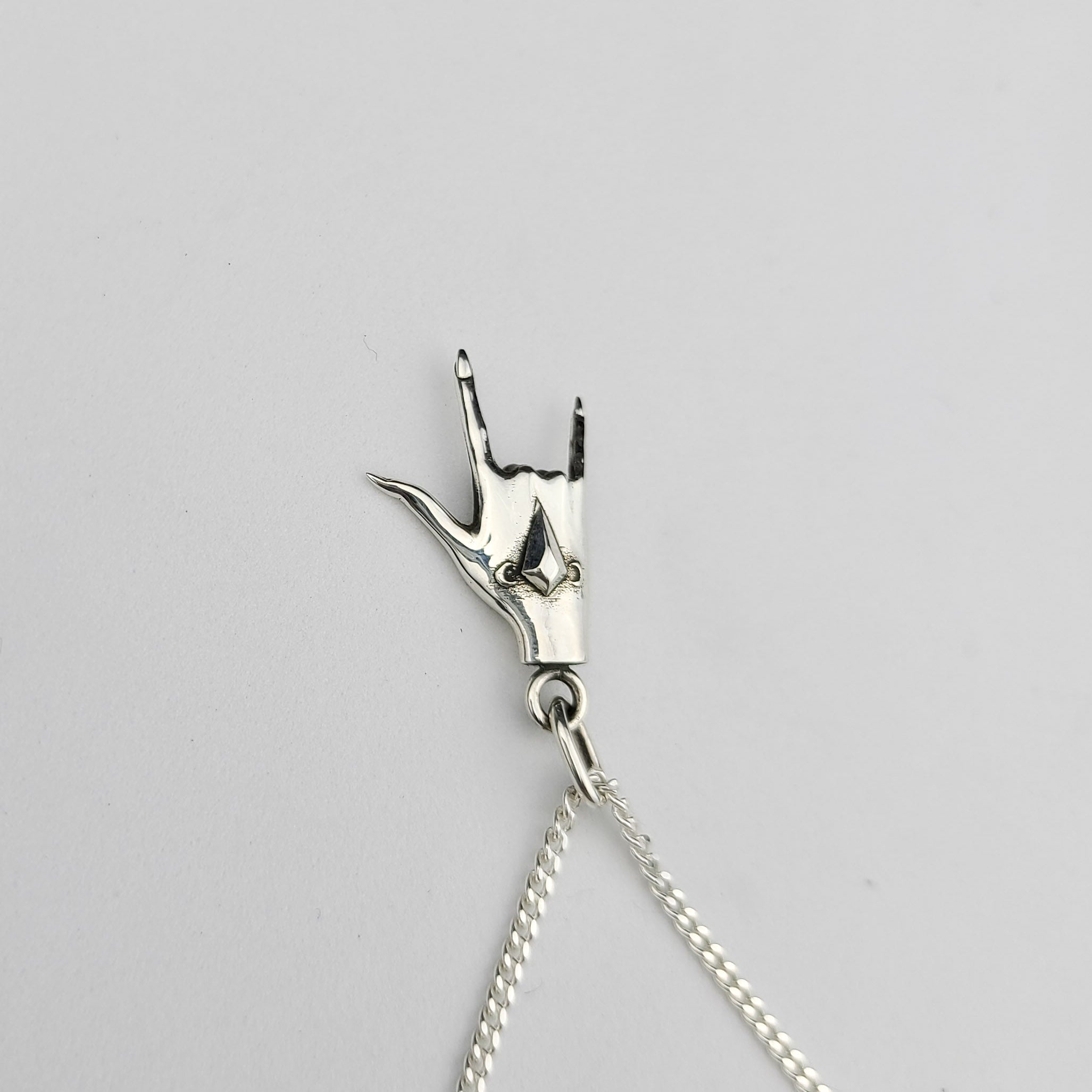 ASL I Love You Silver Hand Pendant