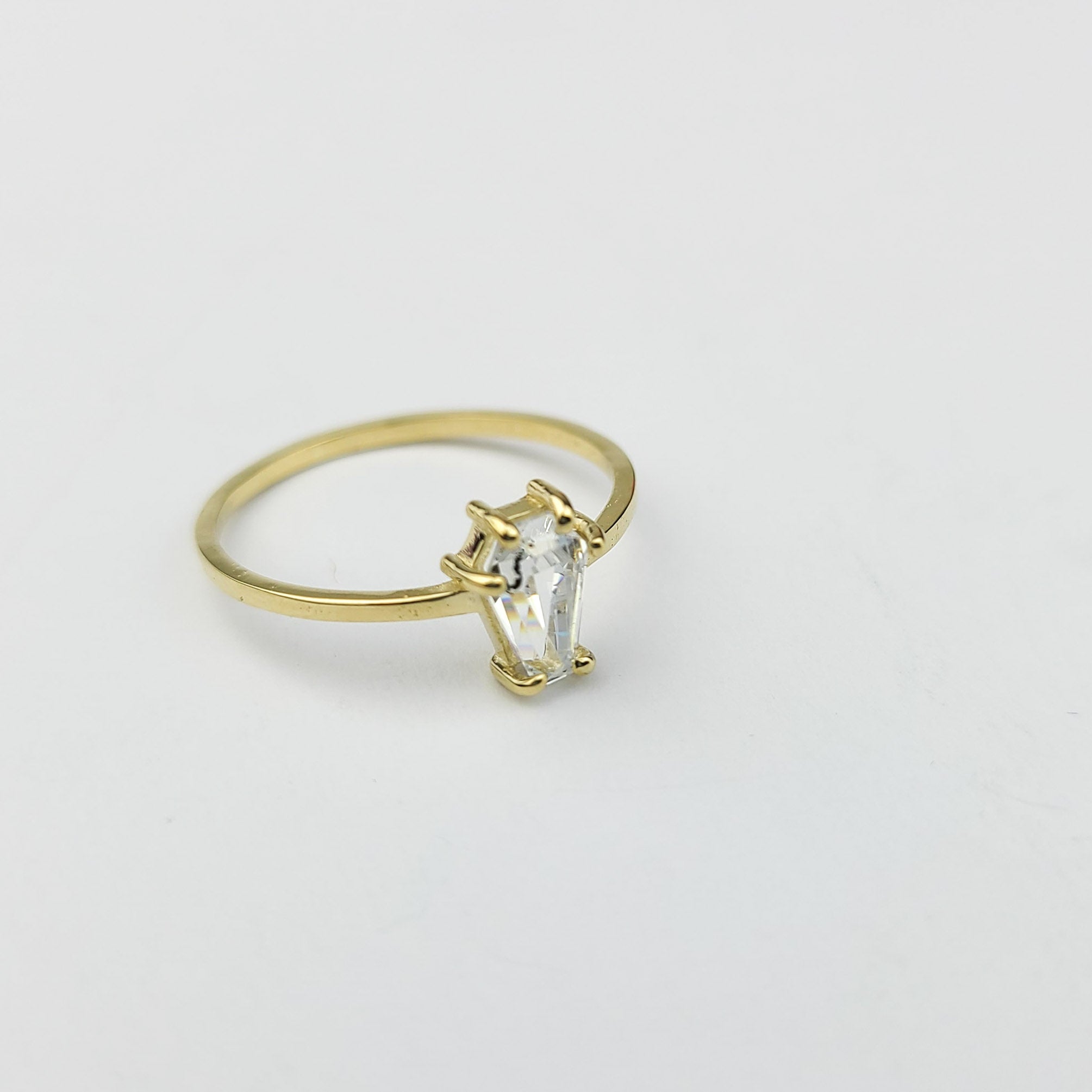 Small Coffin Solid Gold Ring (5x7)  - Yellow Gold & Color Options - Inchoo Bijoux