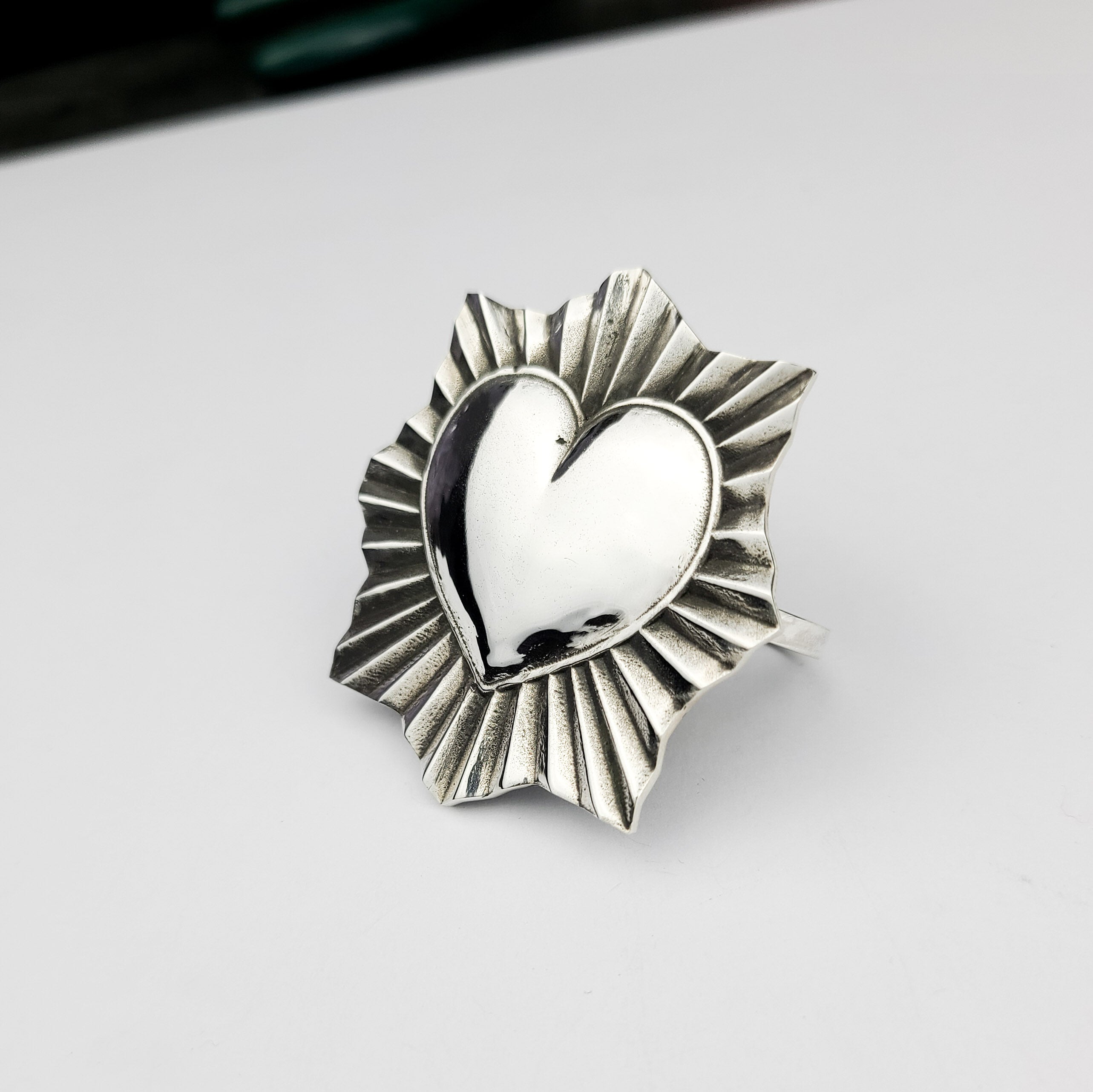 Big 2 Finger Sacred Heart Ring