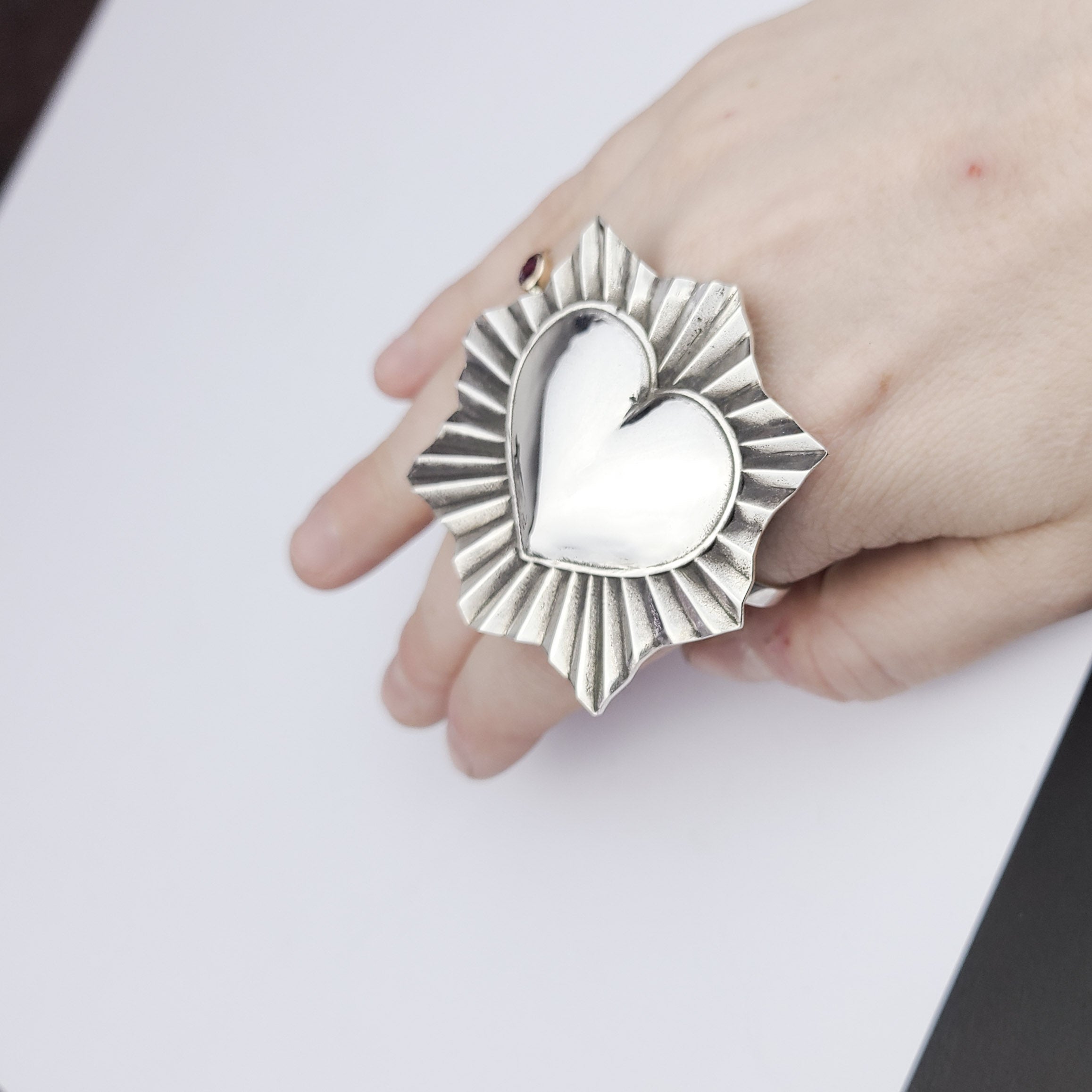 Big 2 Finger Sacred Heart Ring