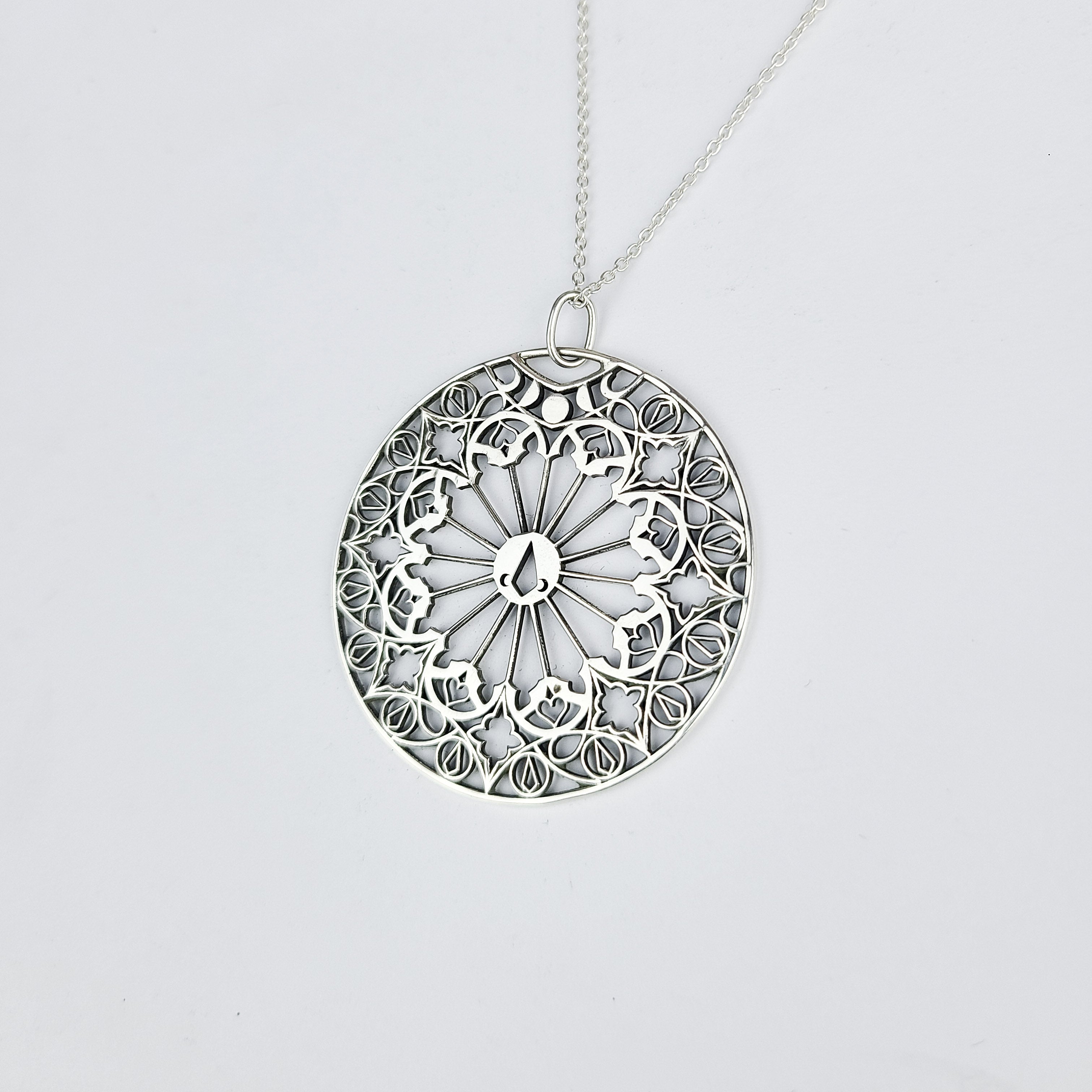 Stained Glass Moon Cathedral Pendant Disc