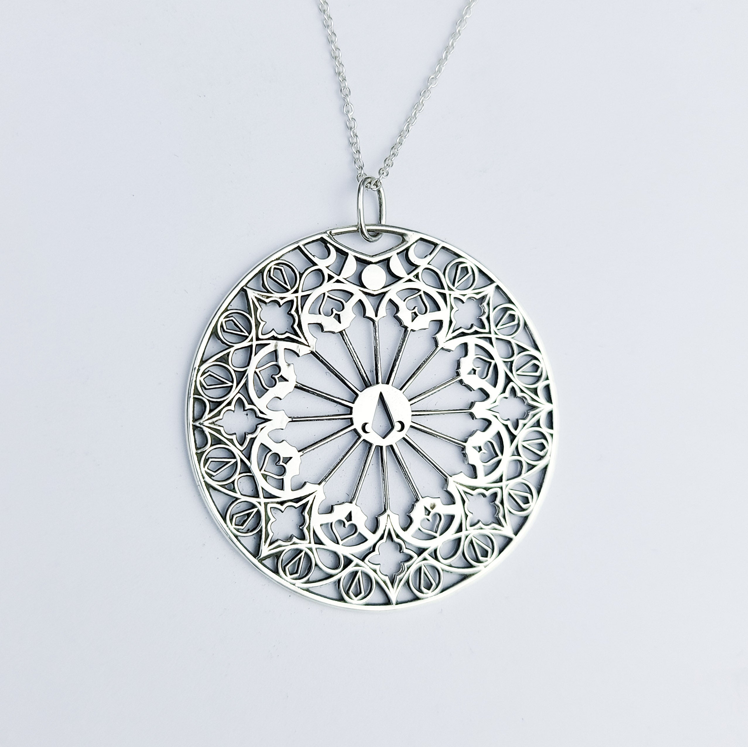 Stained Glass Moon Cathedral Pendant Disc