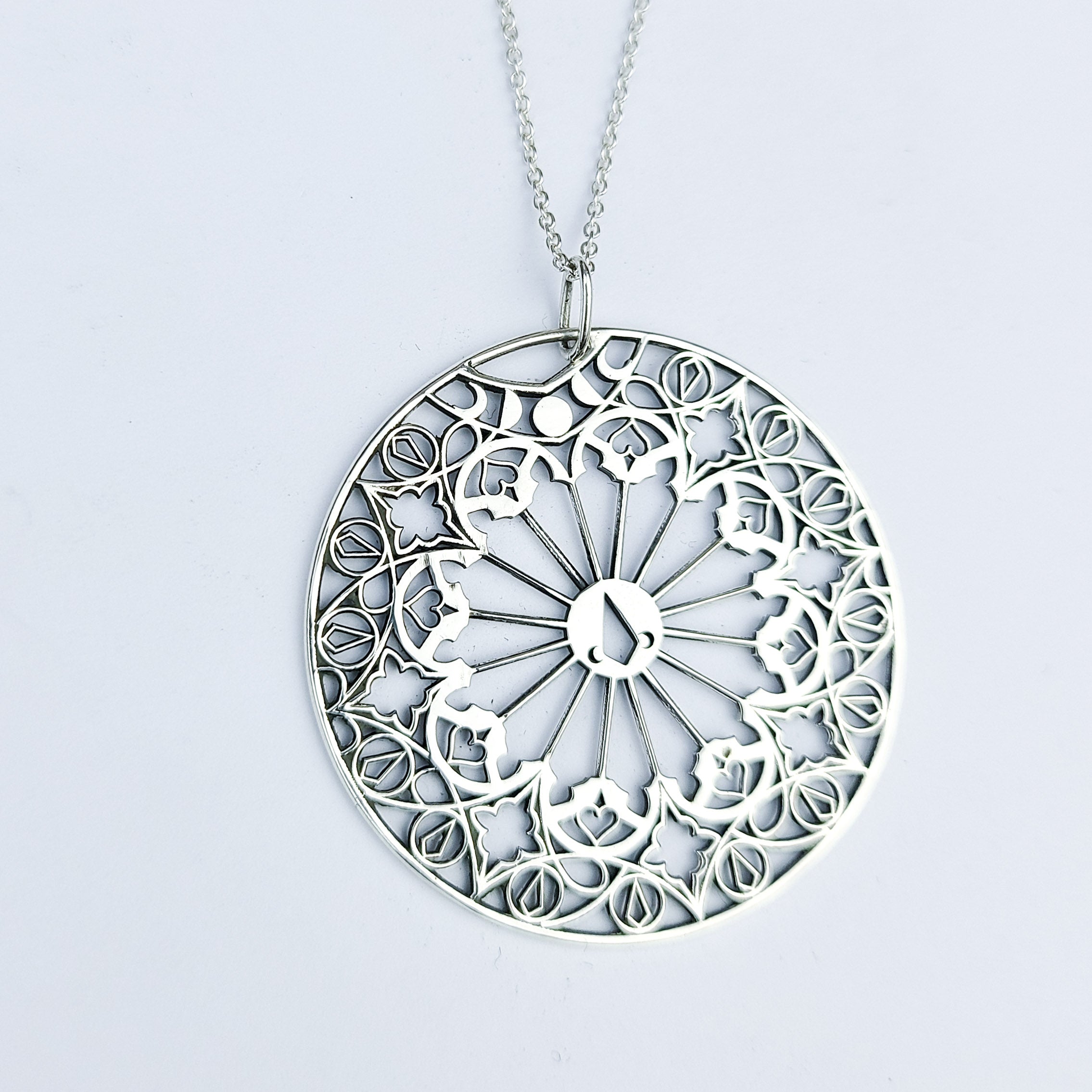 Stained Glass Moon Cathedral Pendant Disc