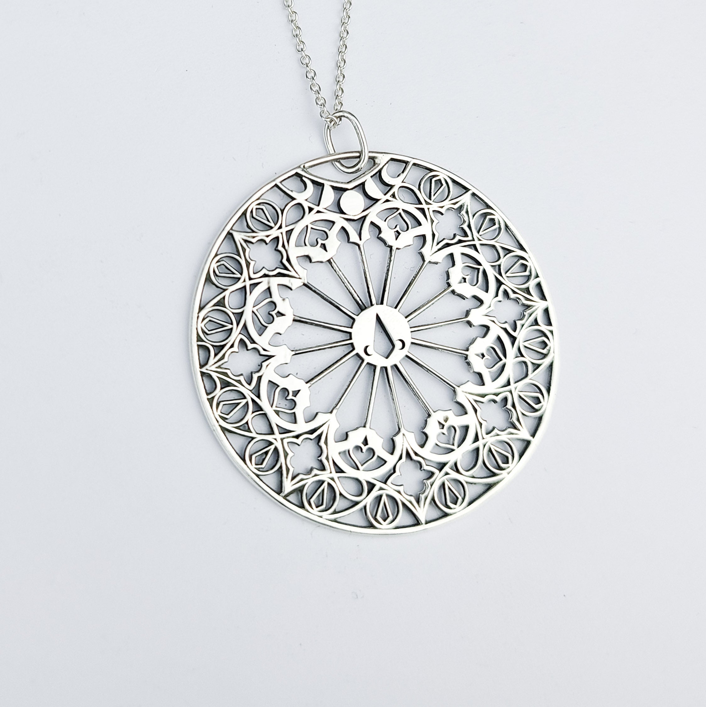 Stained Glass Moon Cathedral Pendant Disc