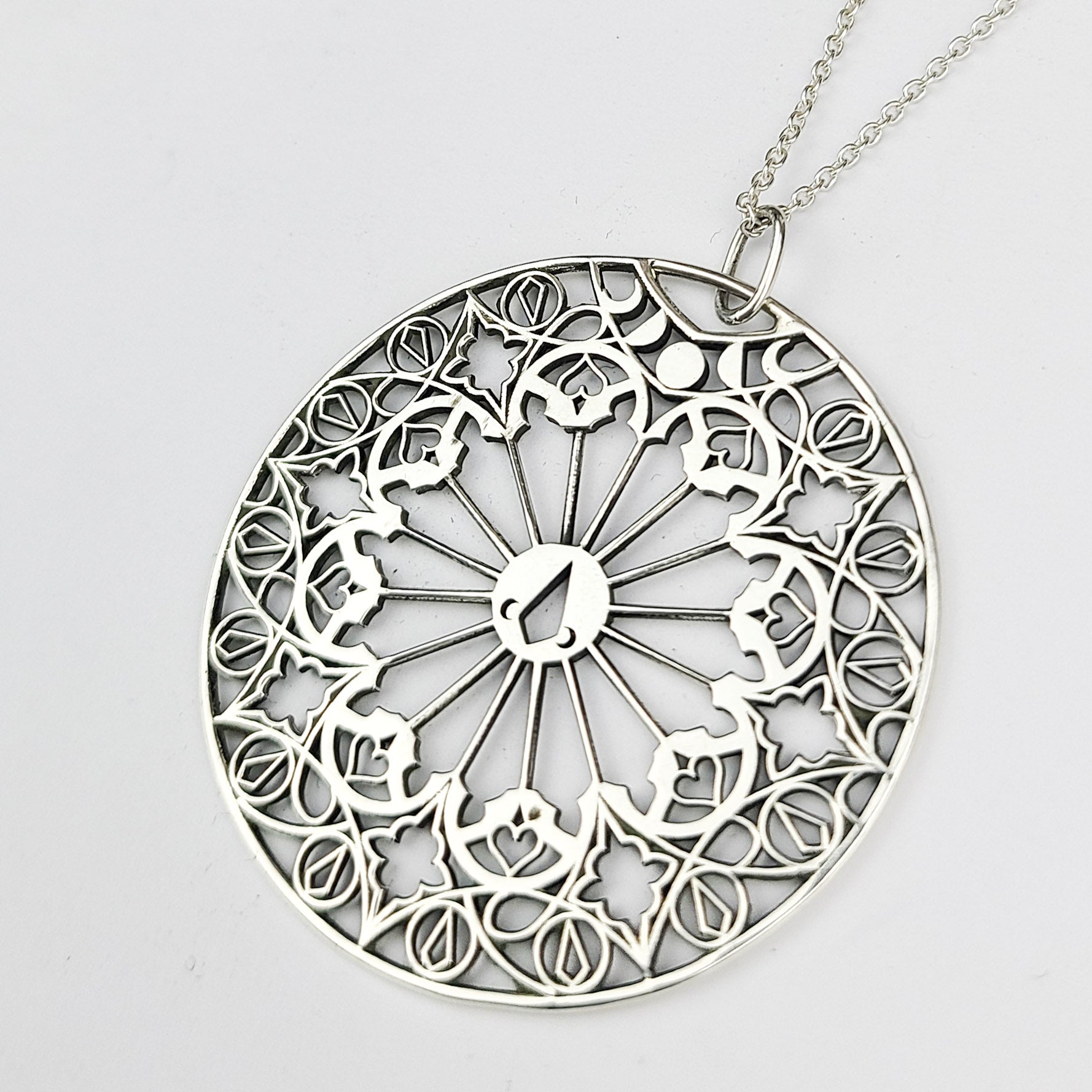 Stained Glass Moon Cathedral Pendant Disc
