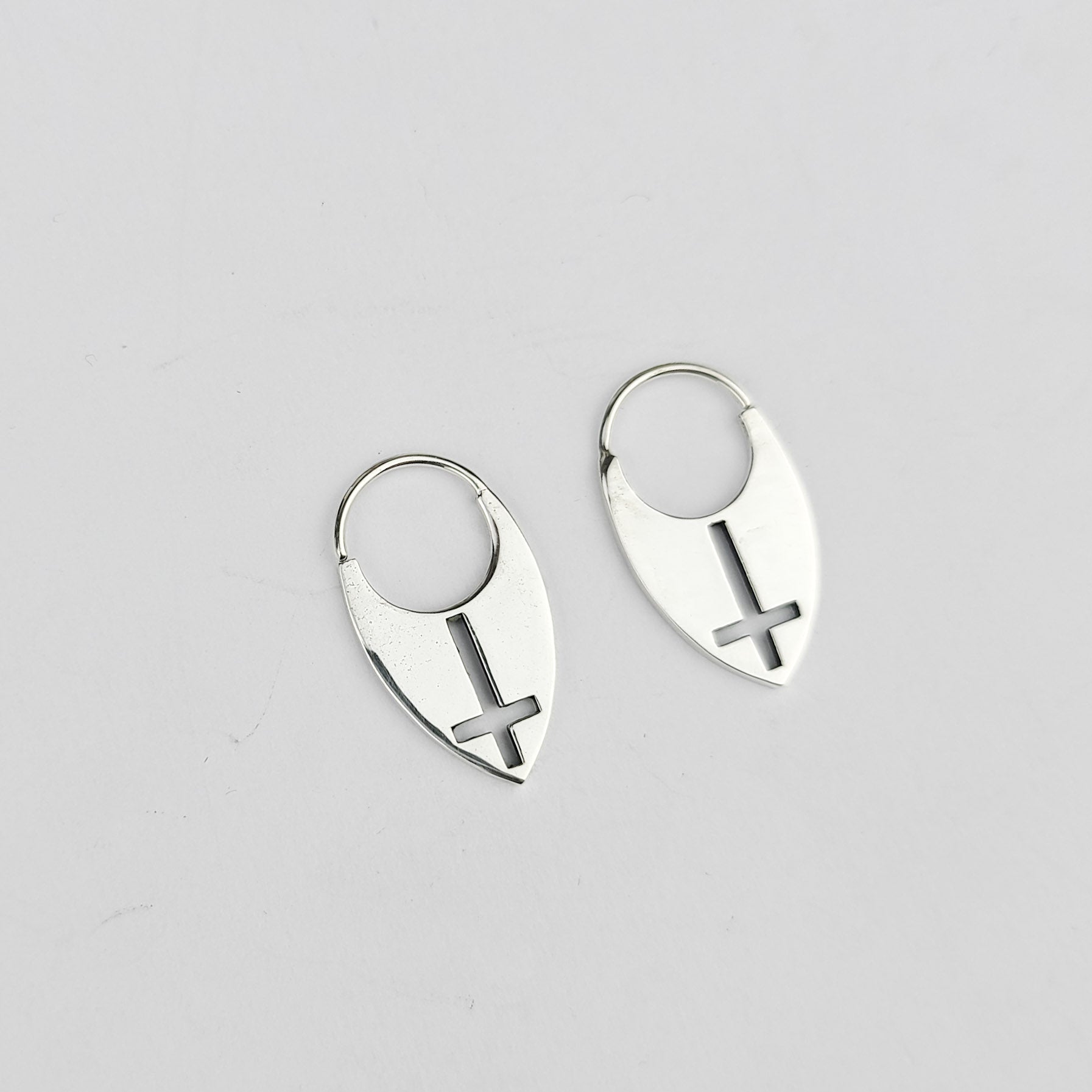 Inverted Cross Delicate Hoops