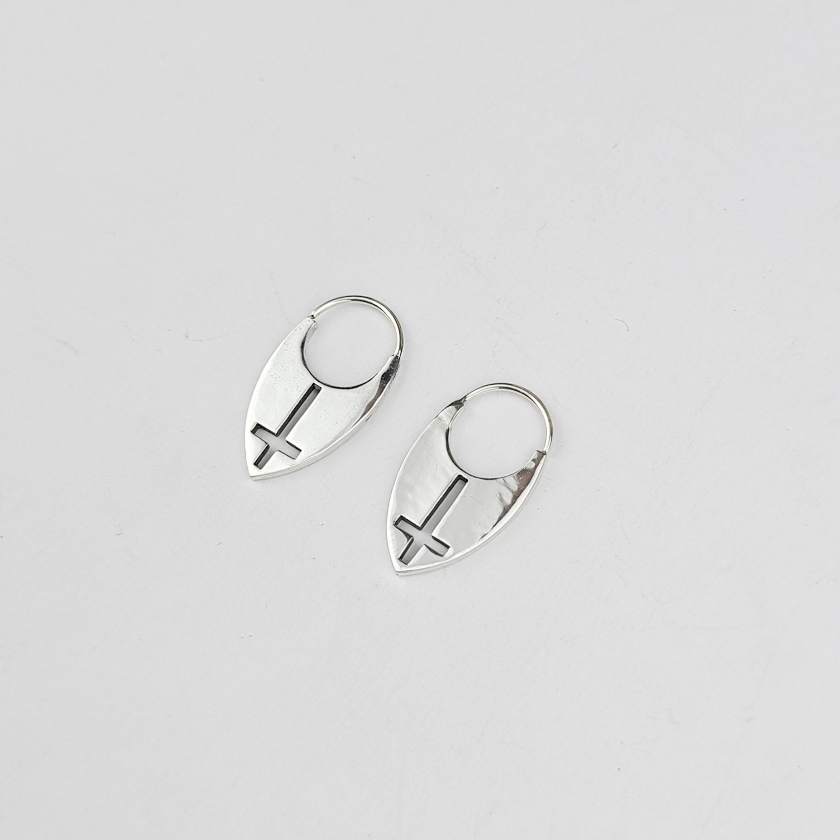 Inverted Cross Delicate Hoops