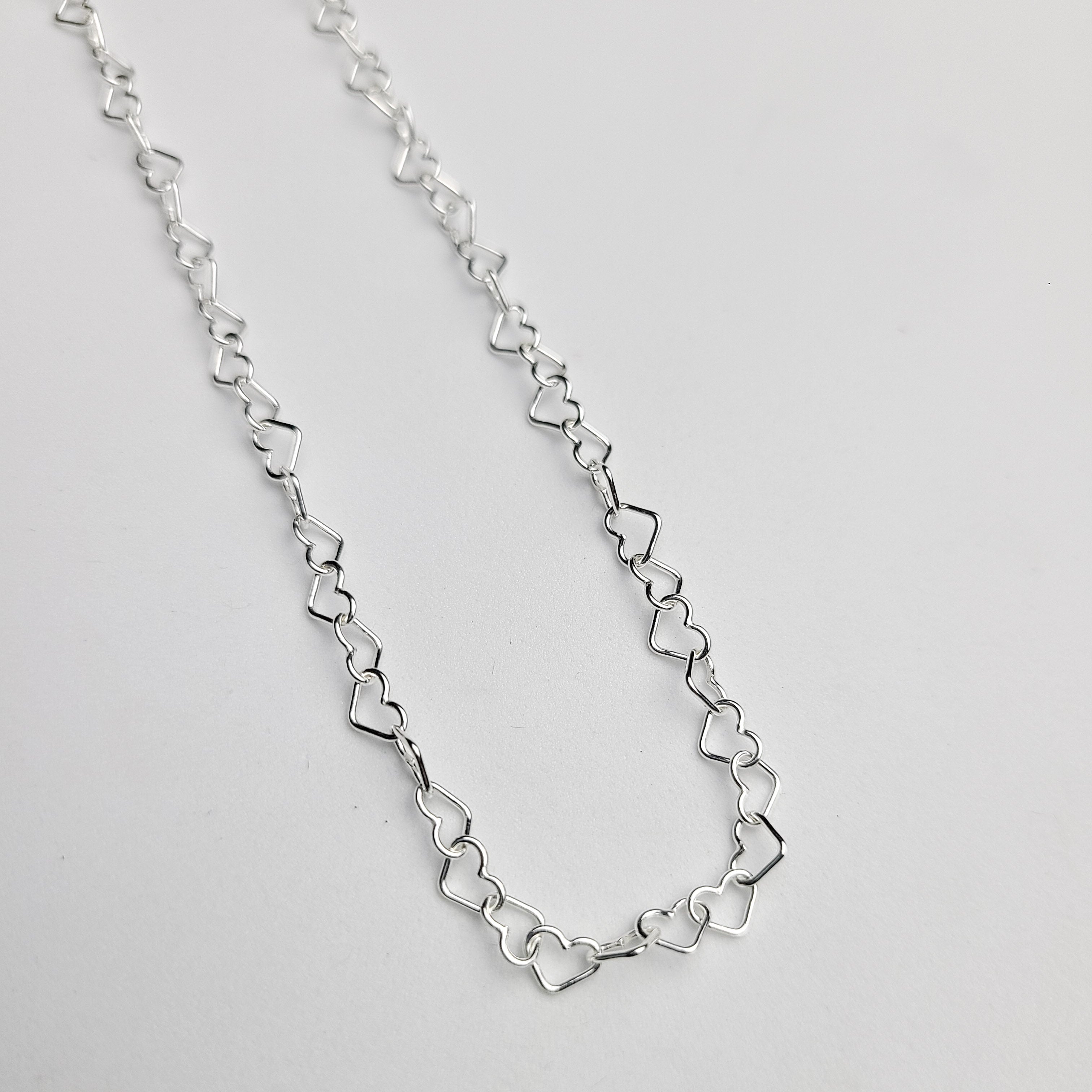 Tiny Heart Chain, Sterling Silver Heart Necklace - Inchoo Bijoux