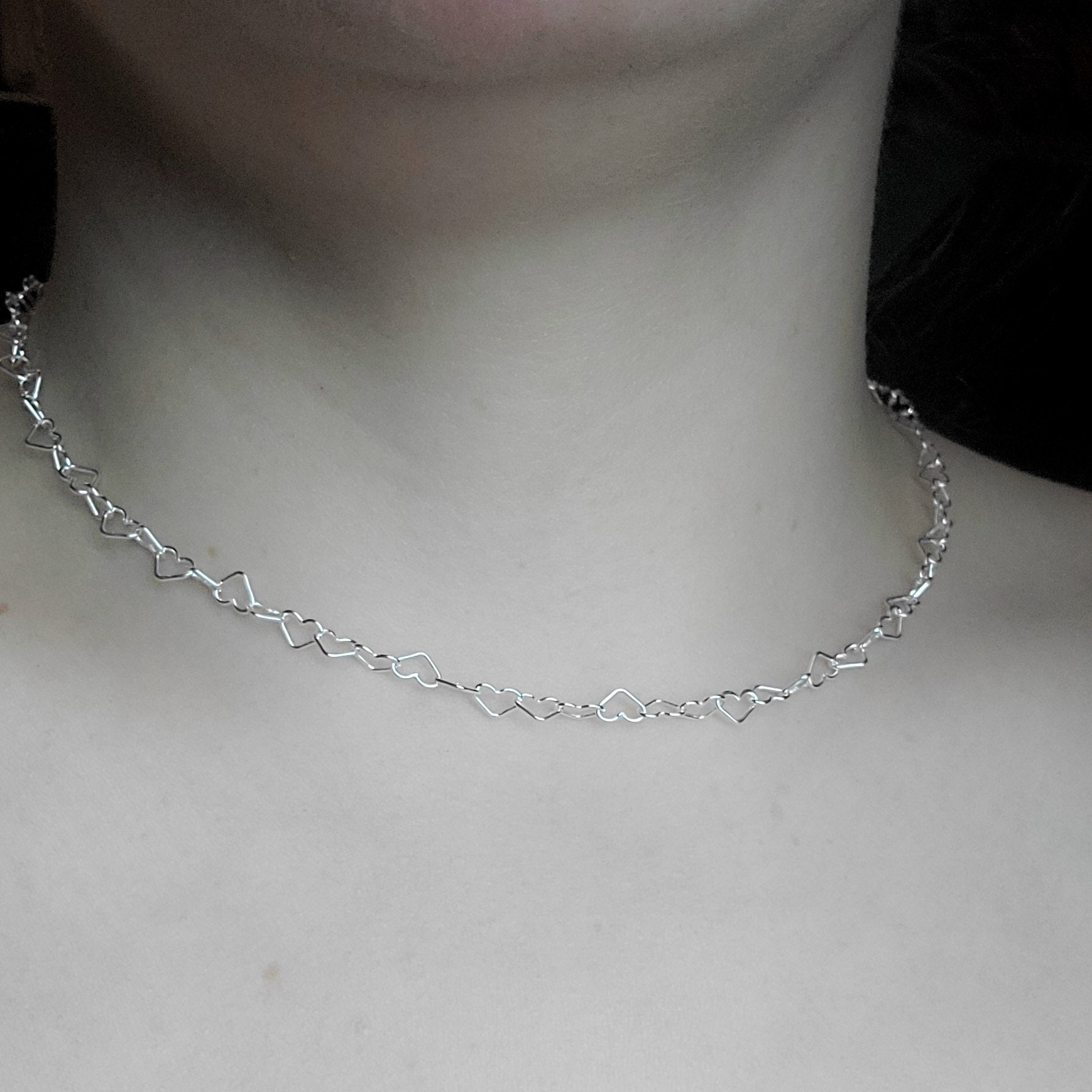 Tiny Heart Chain, Sterling Silver Heart Necklace - Inchoo Bijoux