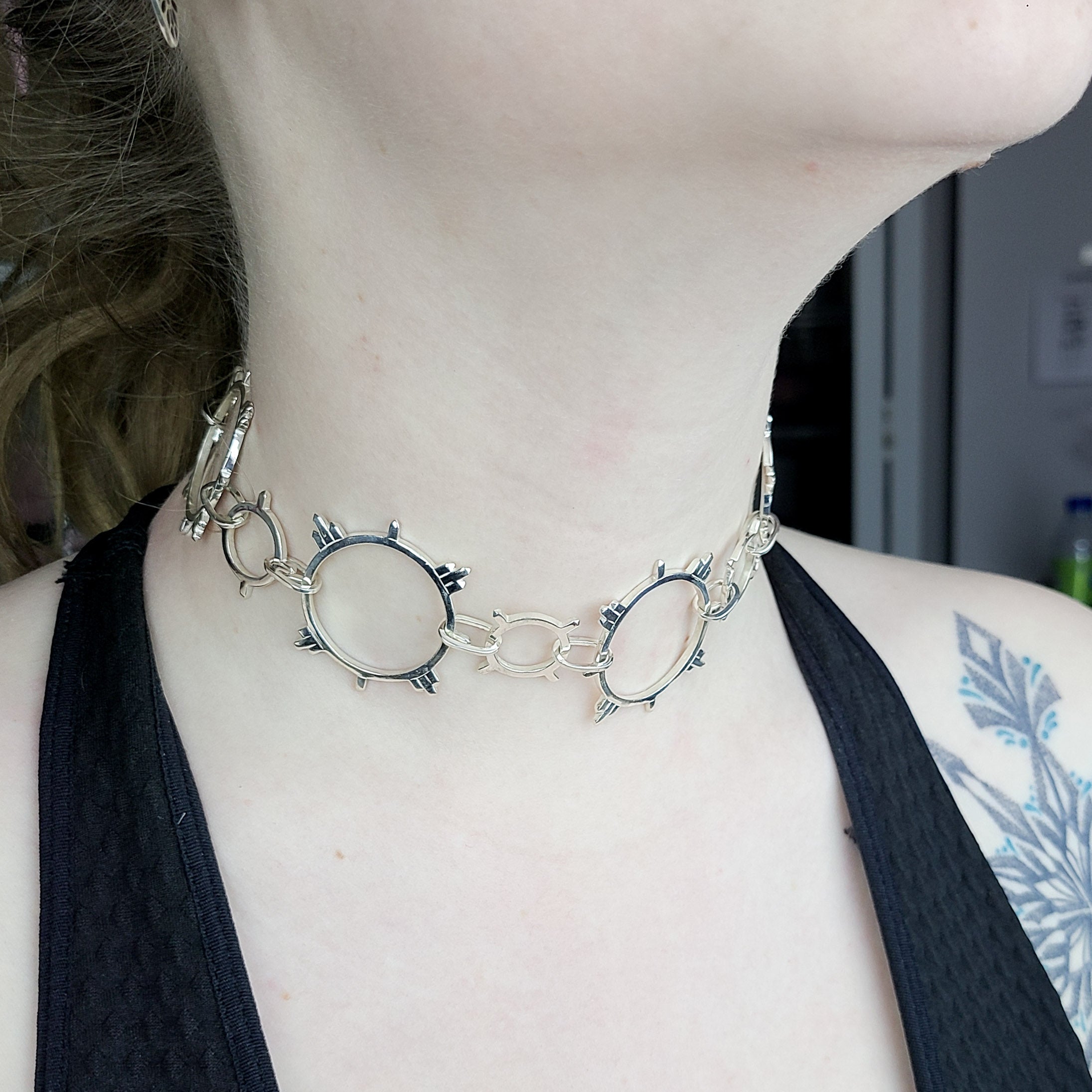 Celestial Choker, Modern Chain, Sterling Silver Chain