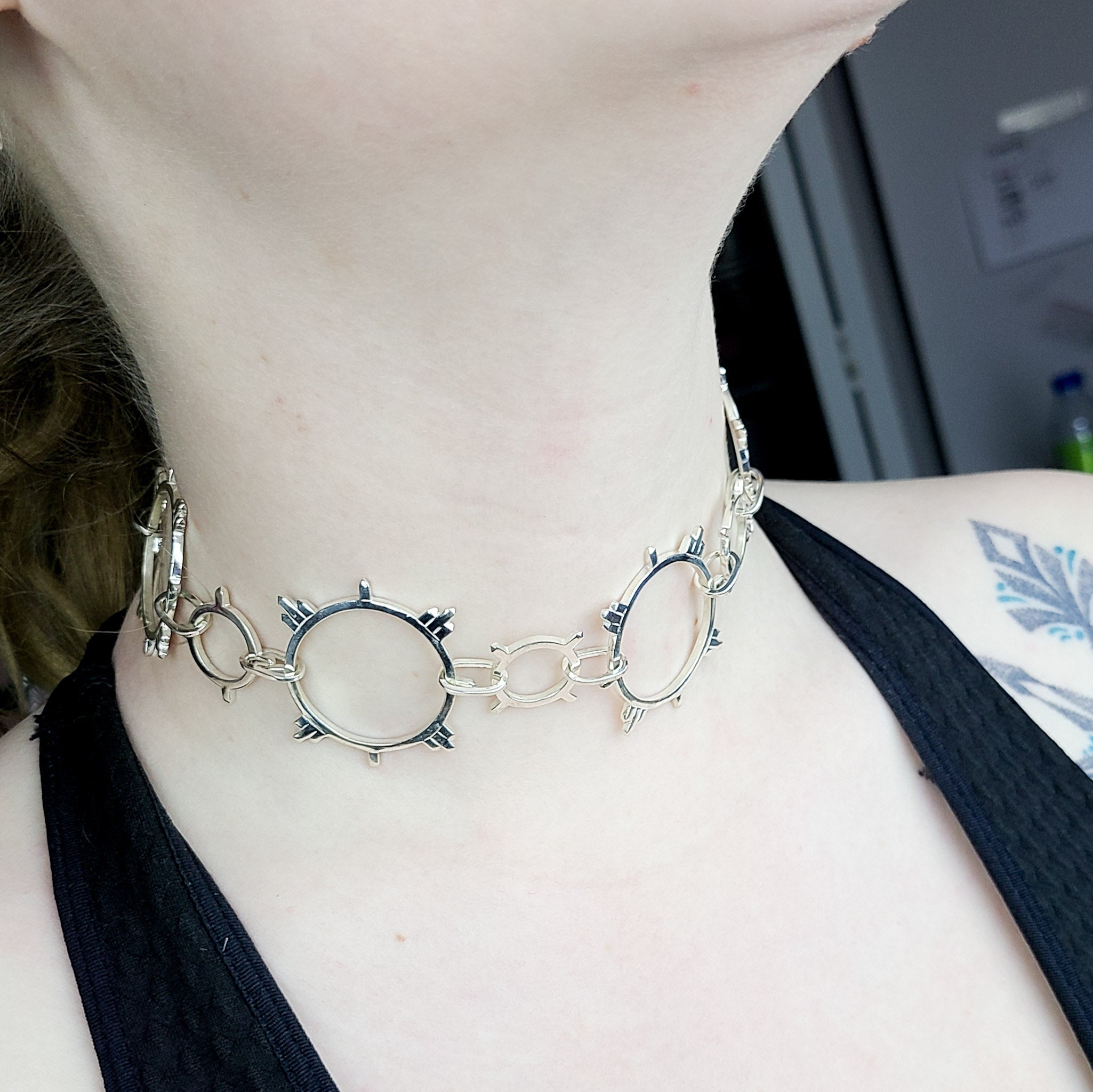 Celestial Choker, Modern Chain, Sterling Silver Chain