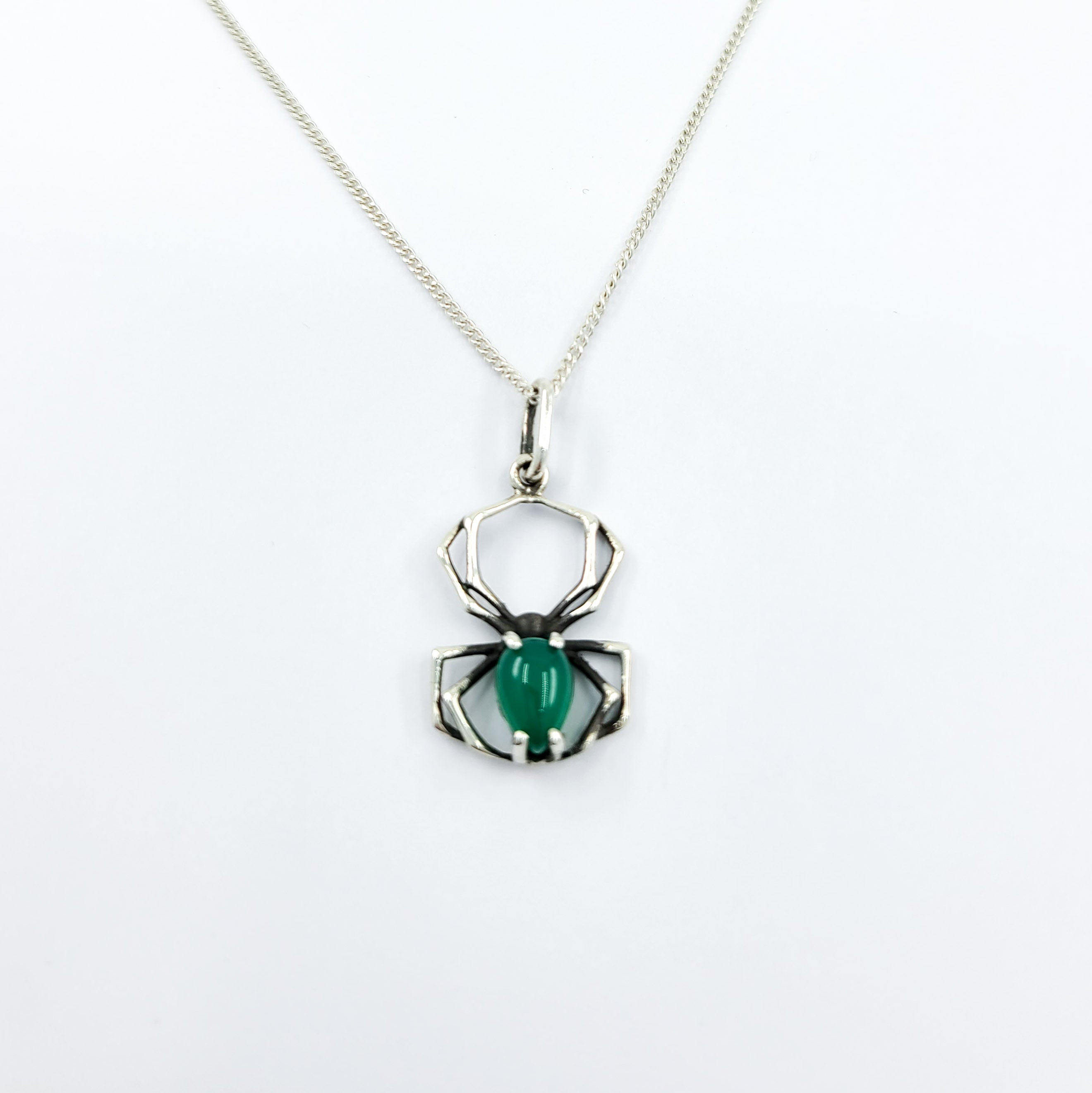 Glowing Green Onyx Spider Pendant