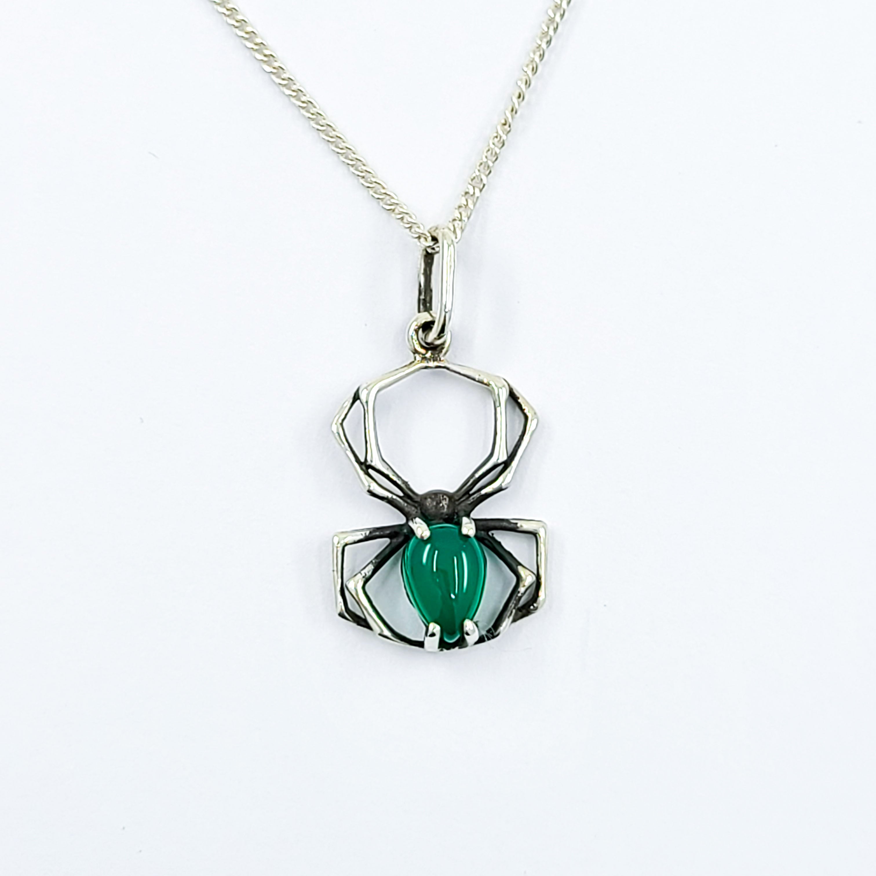 Glowing Green Onyx Spider Pendant