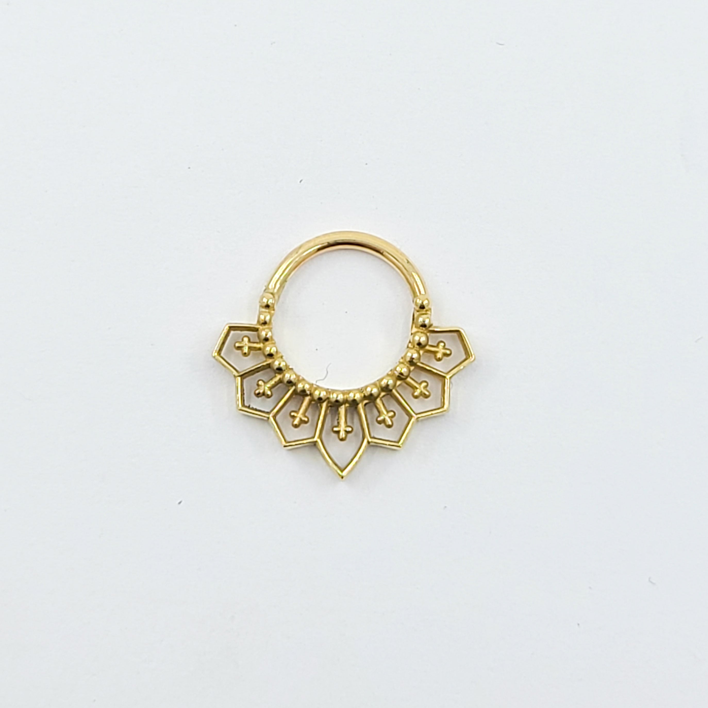 Gothic Lace Septum, Inverted Cross Nose Ring - Gold Options