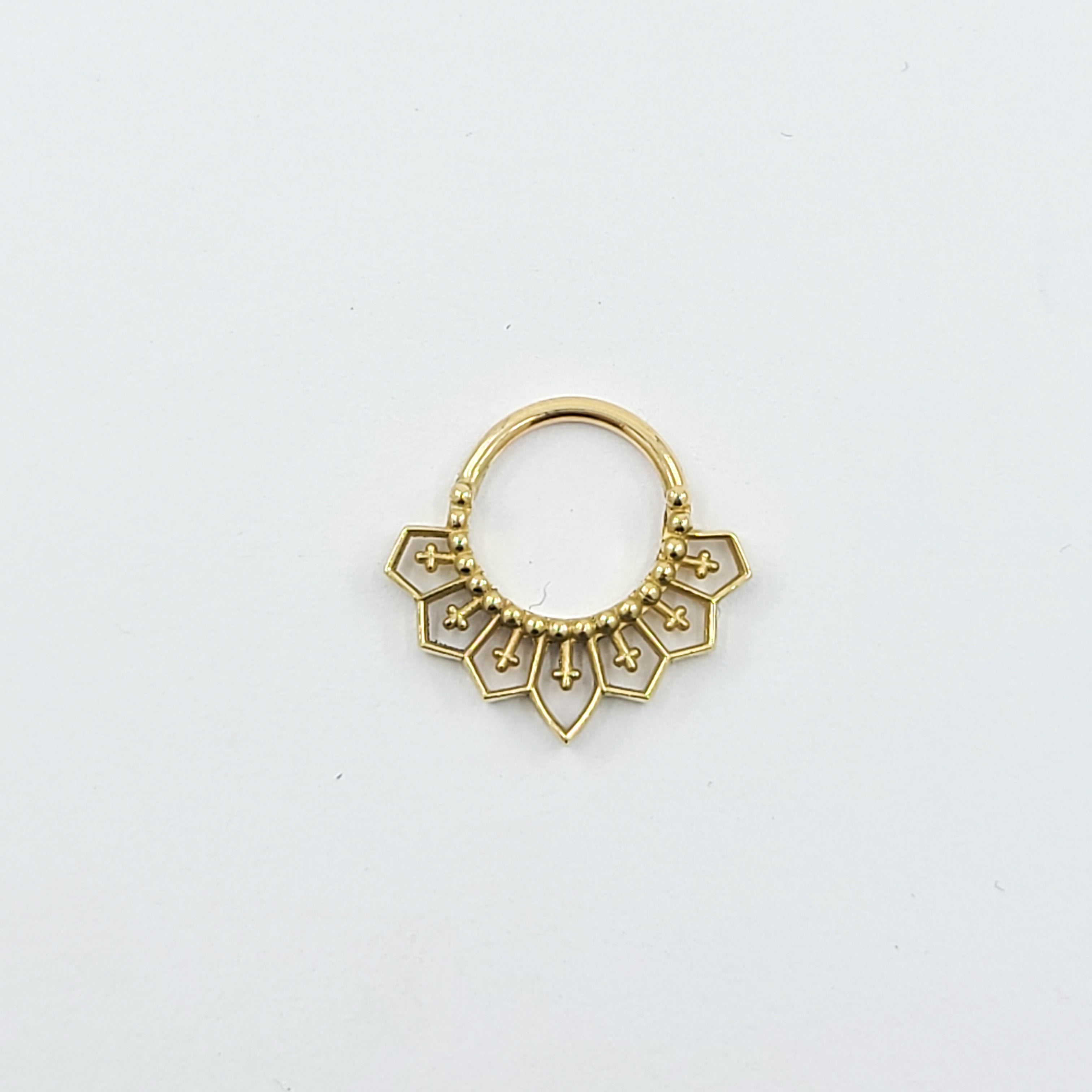 Gothic Lace Septum, Inverted Cross Nose Ring - Gold Options