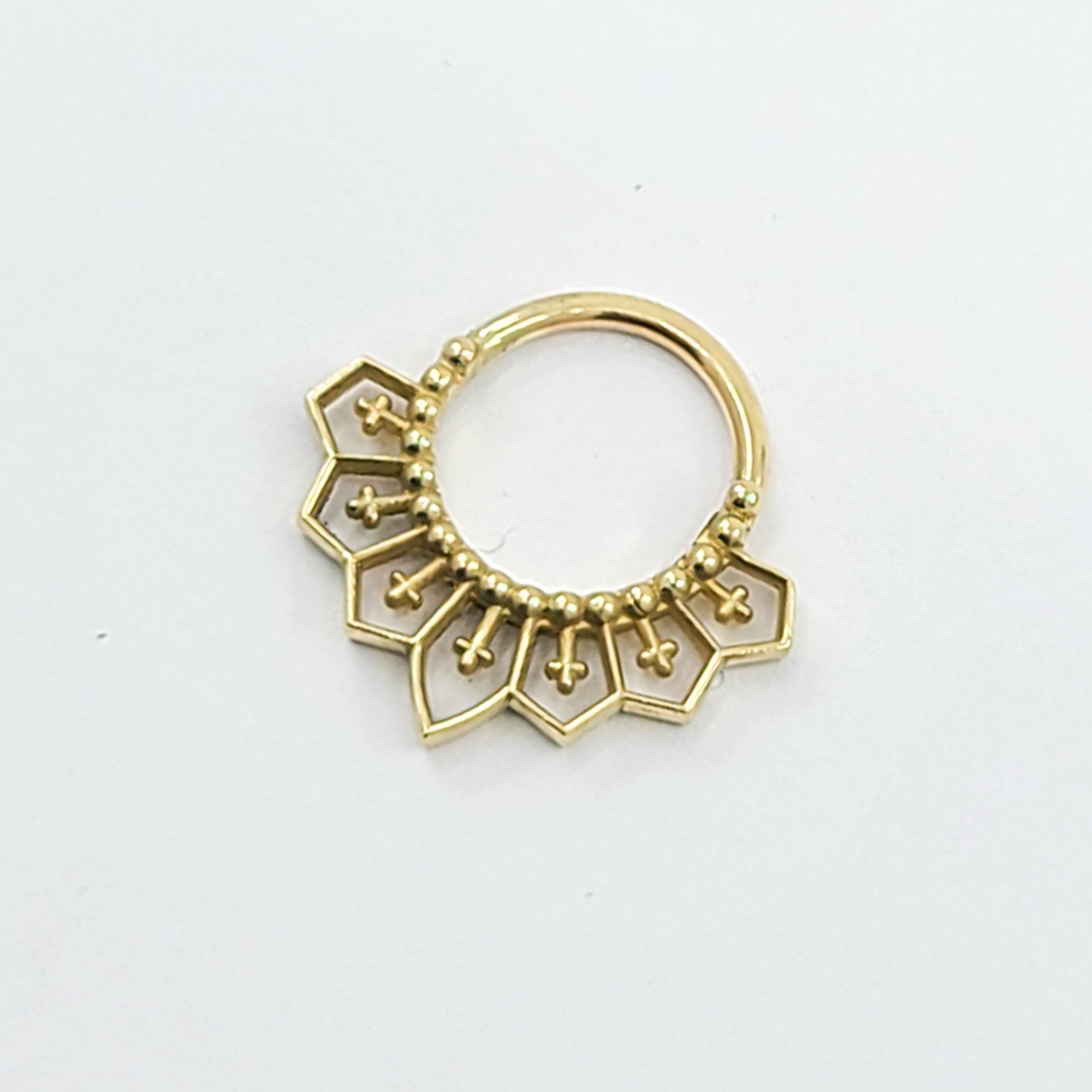Gothic Lace Septum, Inverted Cross Nose Ring - Gold Options