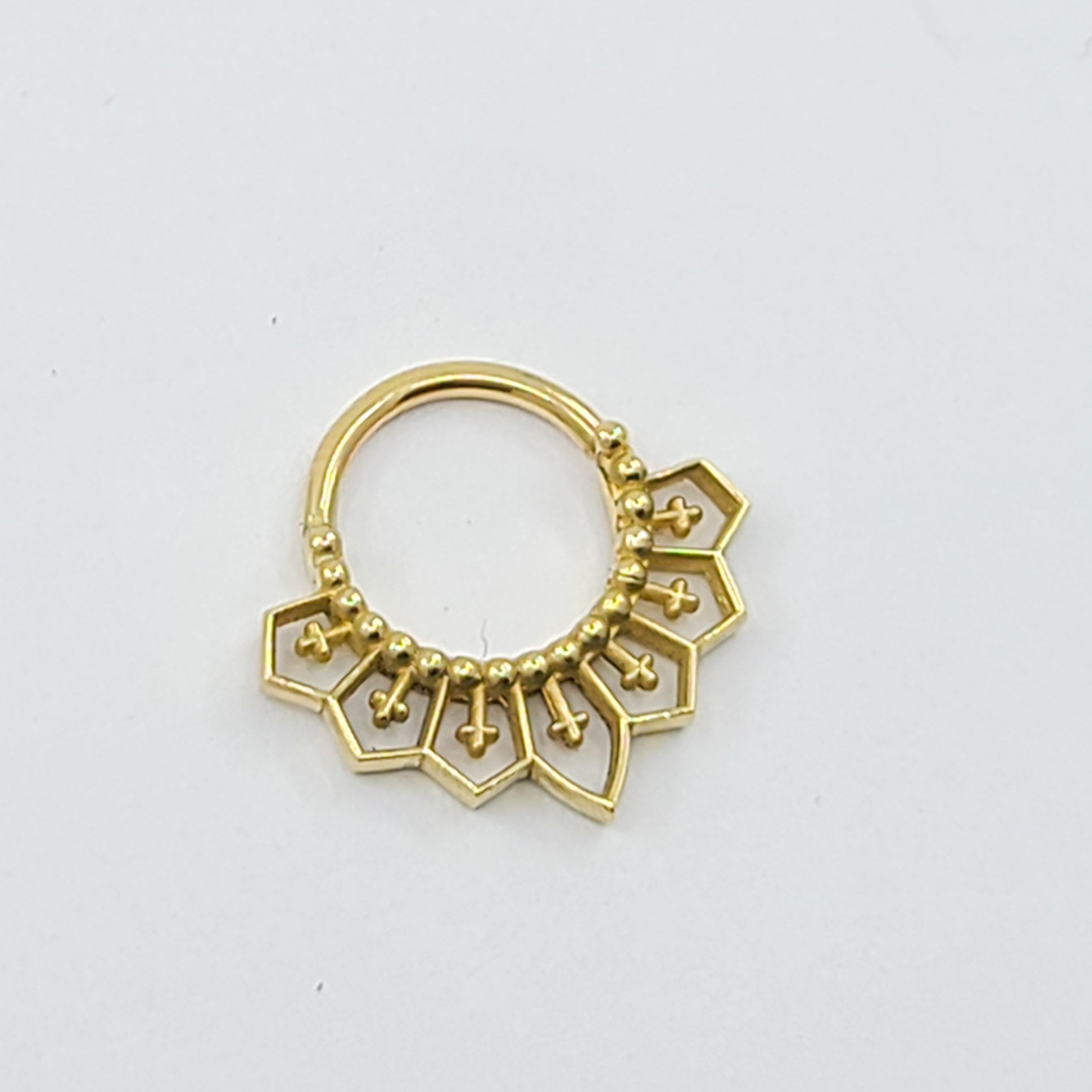 Gothic Lace Septum, Inverted Cross Nose Ring - Gold Options