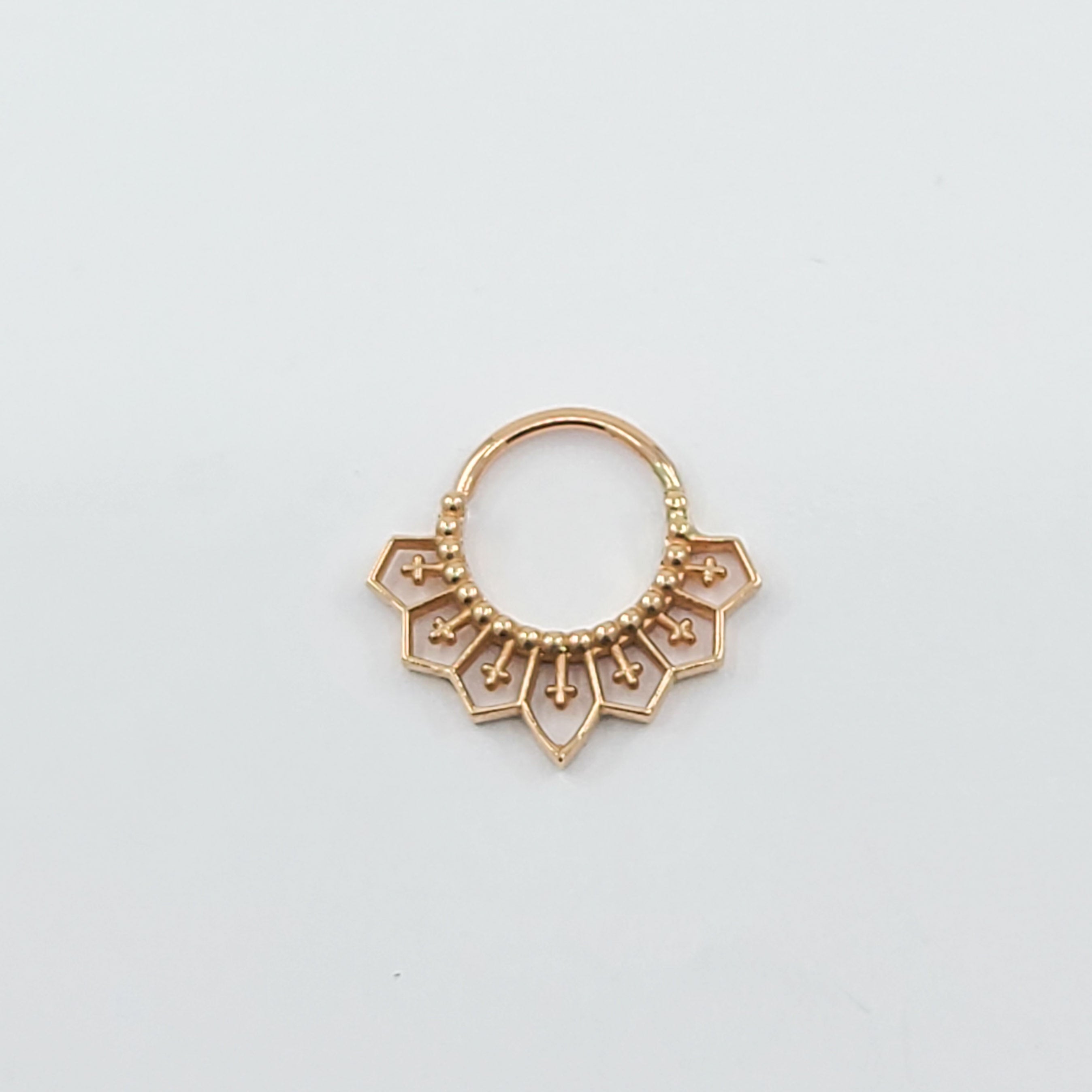Gothic Lace Septum, Inverted Cross Nose Ring - Gold Options