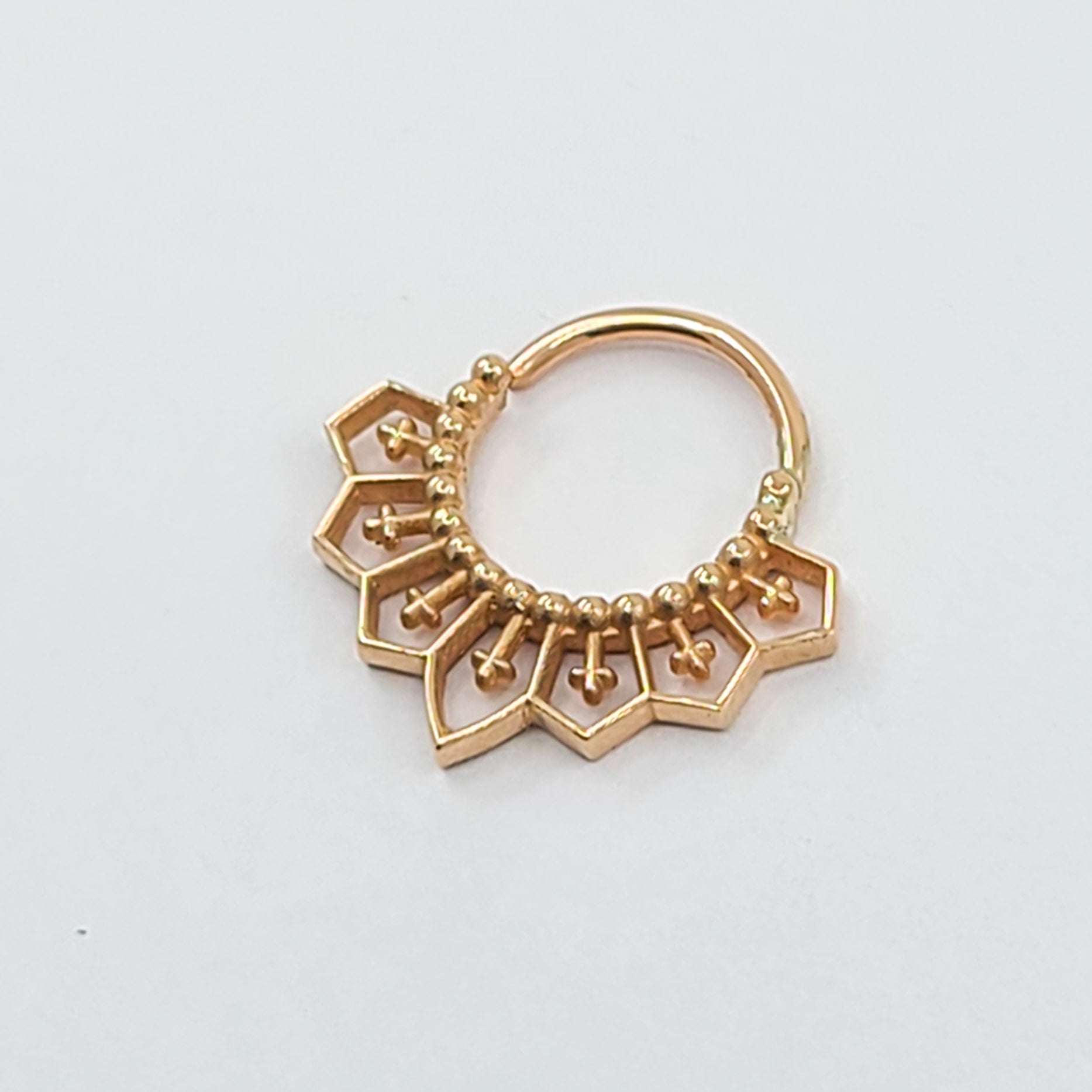 Gothic Lace Septum, Inverted Cross Nose Ring - Gold Options