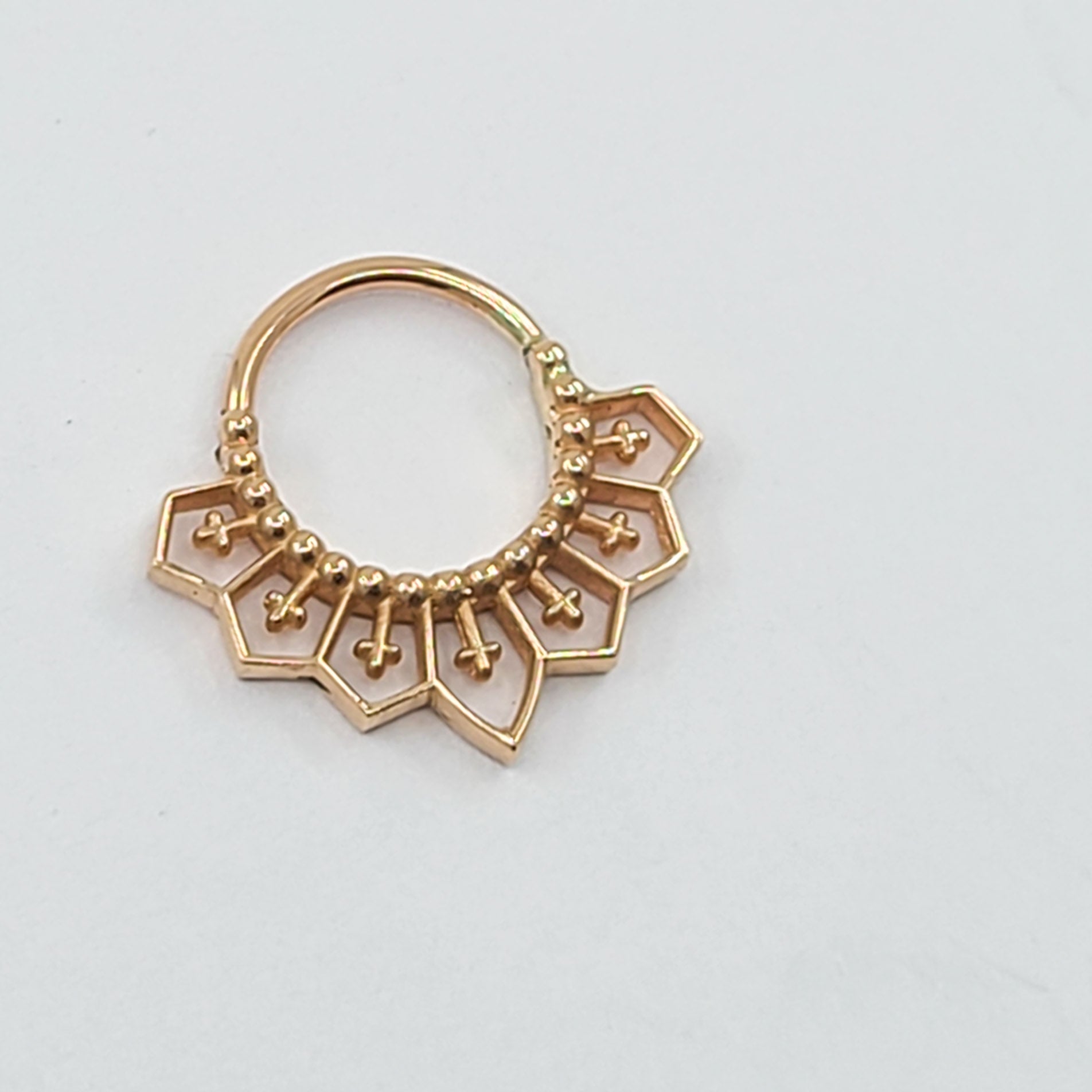Gothic Lace Septum, Inverted Cross Nose Ring - Gold Options
