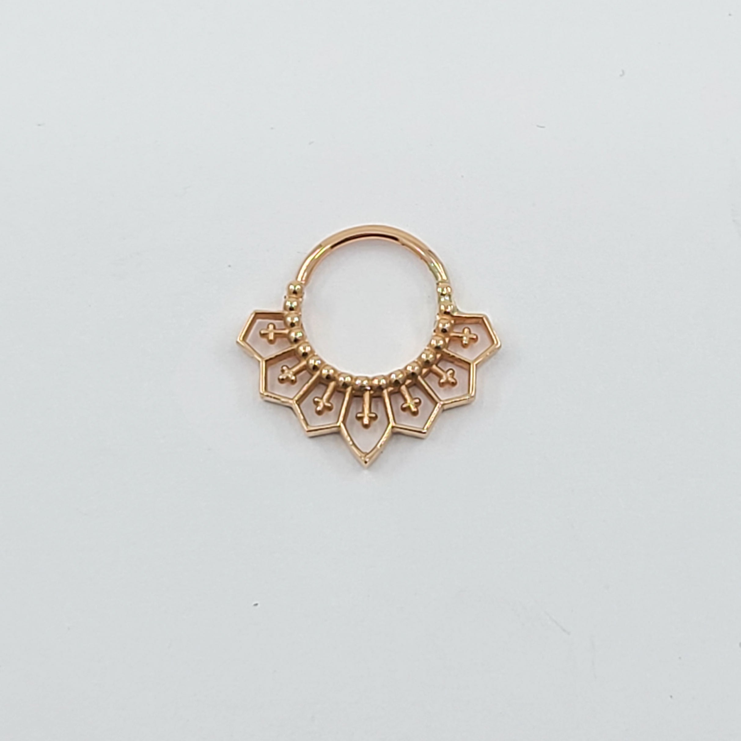 Gothic Lace Septum, Inverted Cross Nose Ring - Gold Options