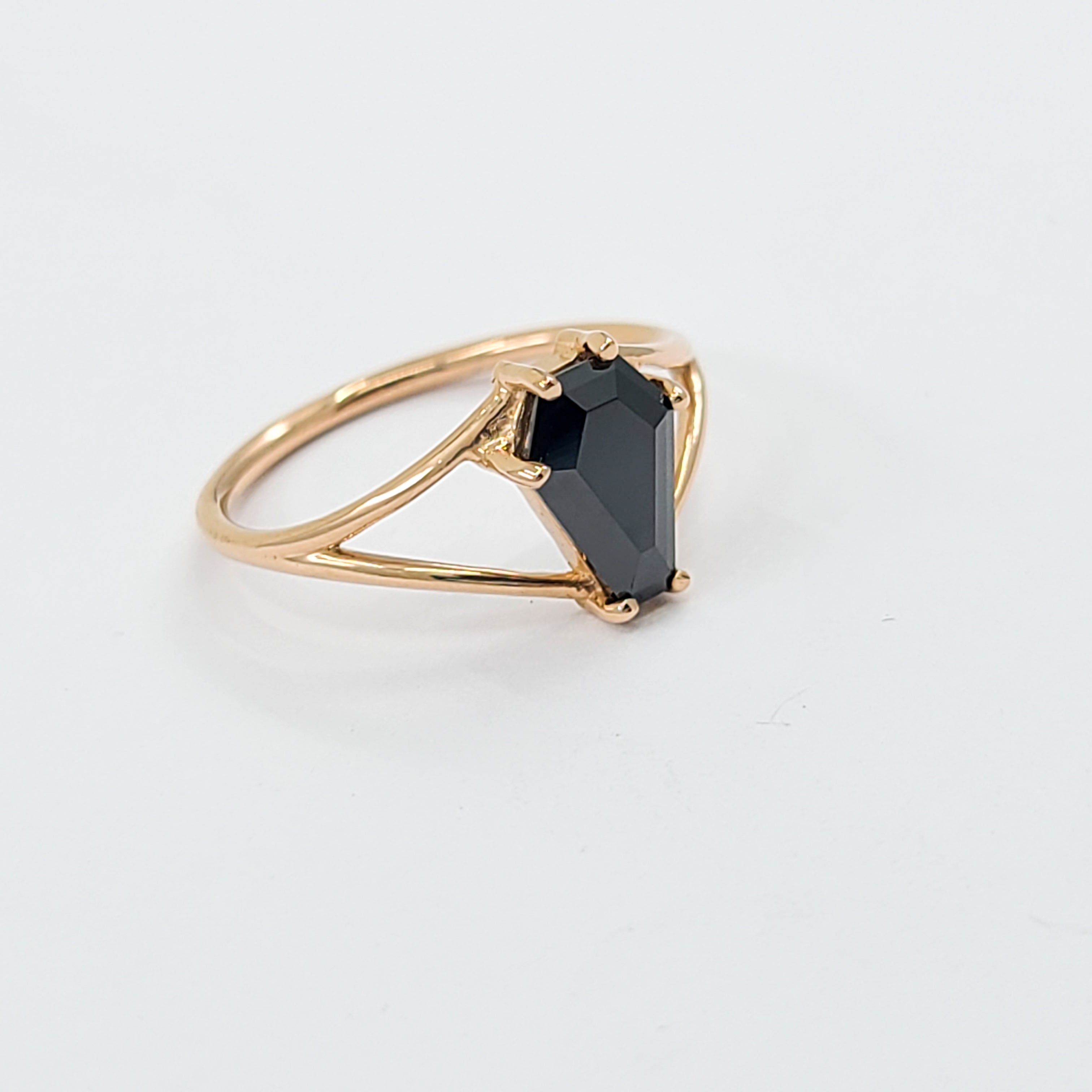 Cute Medium Split Band Coffin Solid Gold Ring (6x9) - Rose Gold & Color Options - Inchoo Bijoux