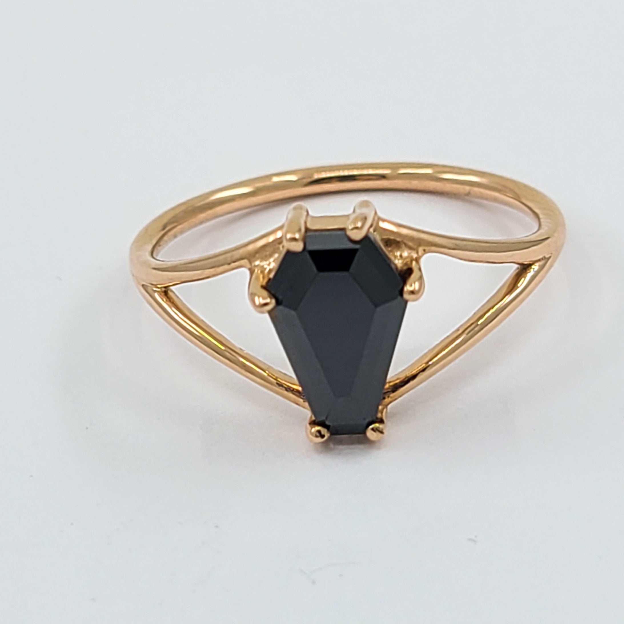 Cute Medium Split Band Coffin Solid Gold Ring (6x9) - Rose Gold & Color Options - Inchoo Bijoux