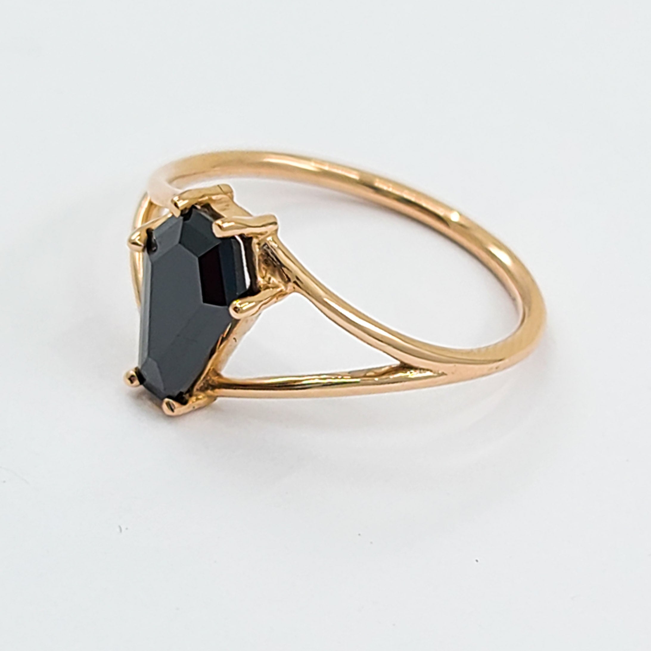 Cute Medium Split Band Coffin Solid Gold Ring (6x9) - Rose Gold & Color Options - Inchoo Bijoux