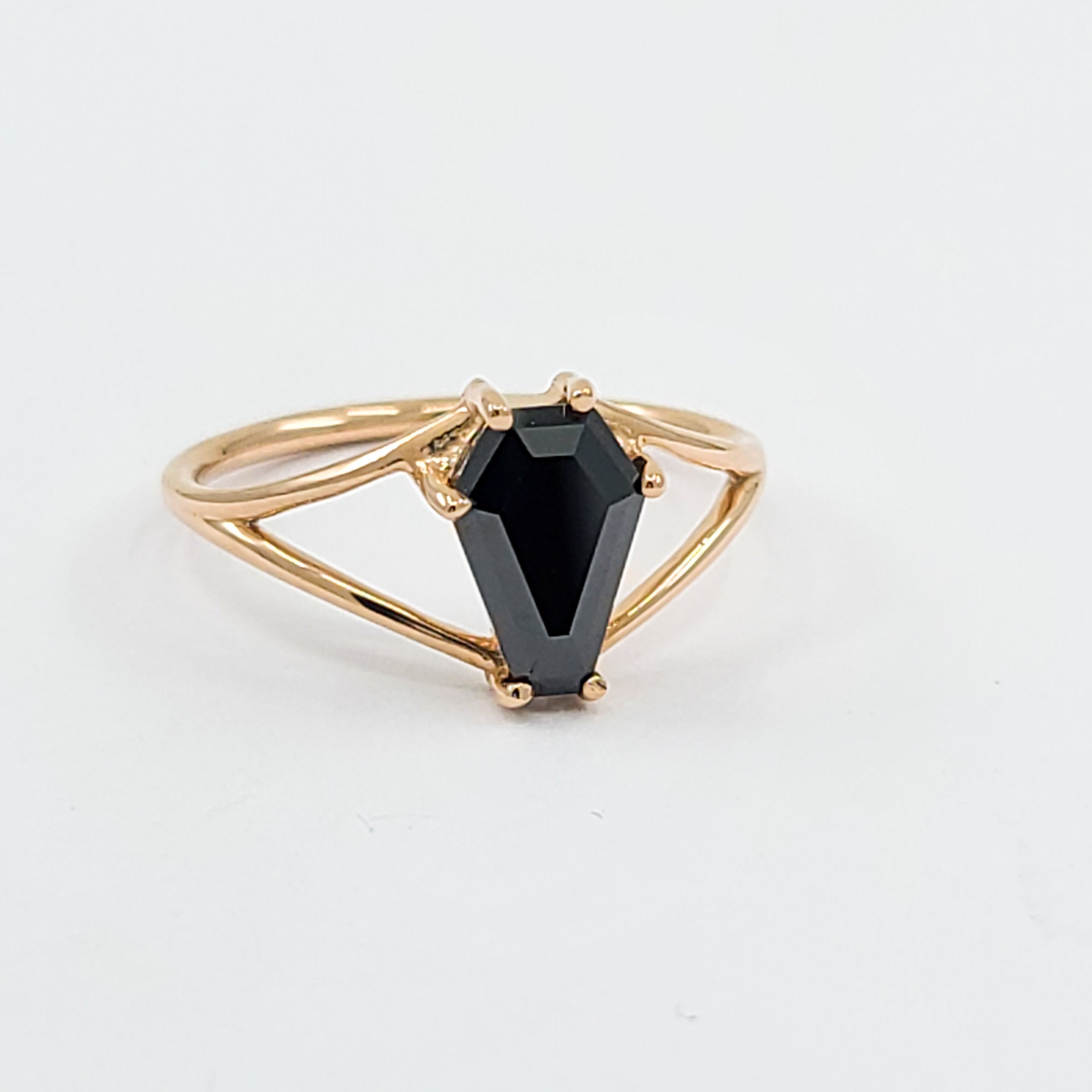 Cute Medium Split Band Coffin Solid Gold Ring (6x9) - Rose Gold & Color Options - Inchoo Bijoux