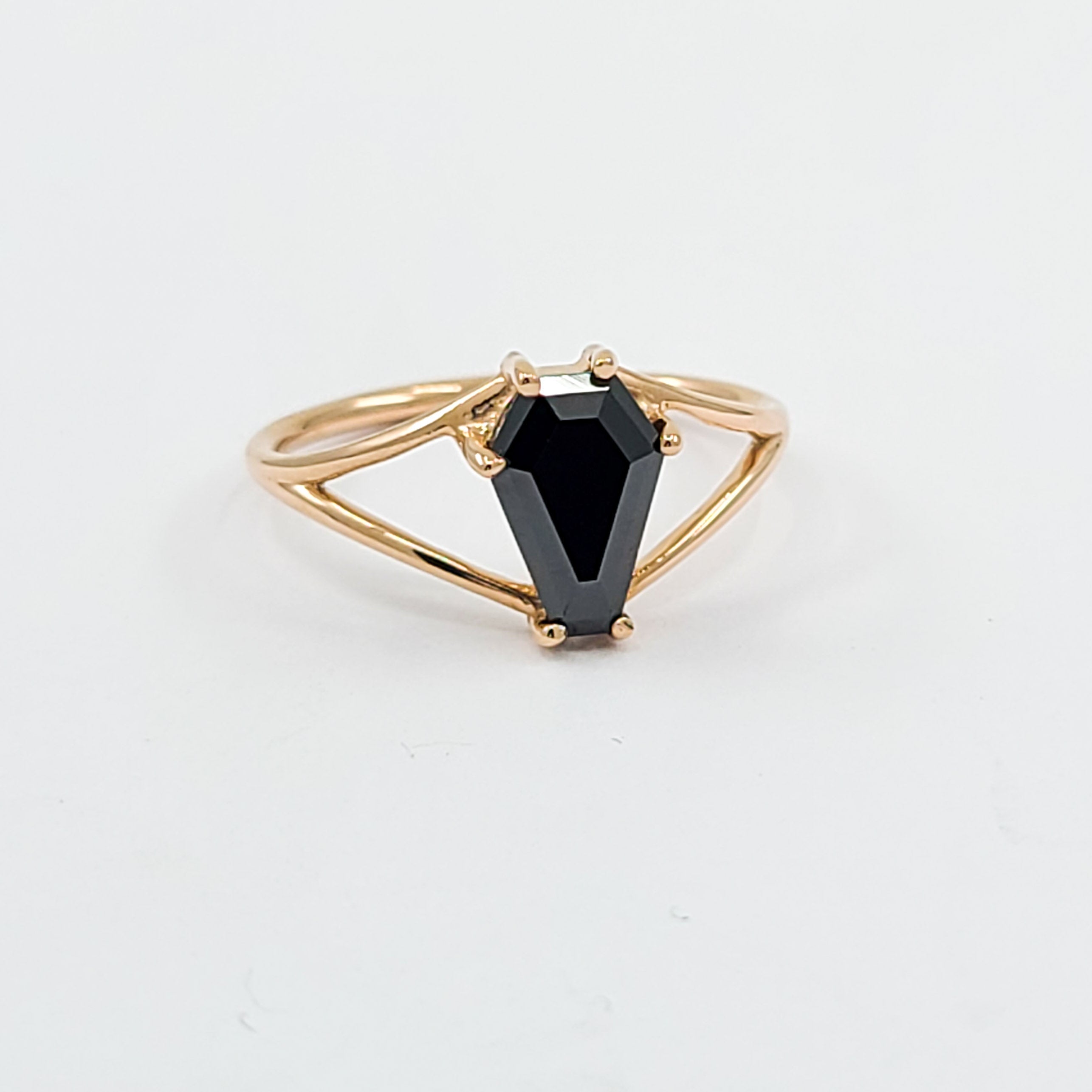 Cute Medium Split Band Coffin Solid Gold Ring (6x9) - Rose Gold & Color Options - Inchoo Bijoux
