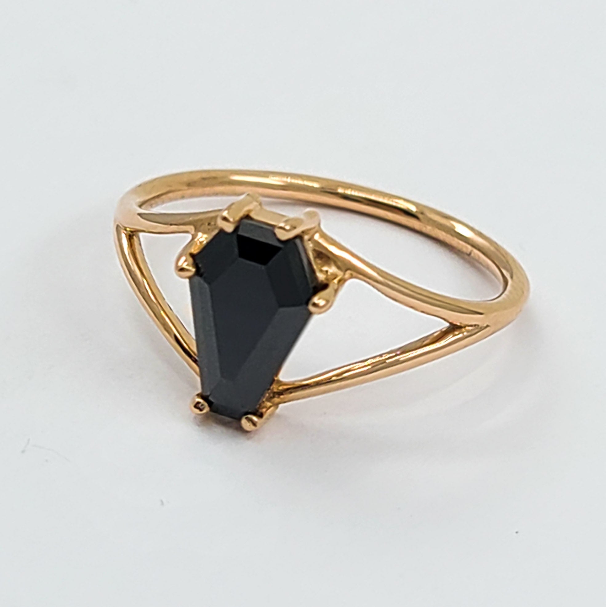 Cute Medium Split Band Coffin Solid Gold Ring (6x9) - Rose Gold & Color Options - Inchoo Bijoux