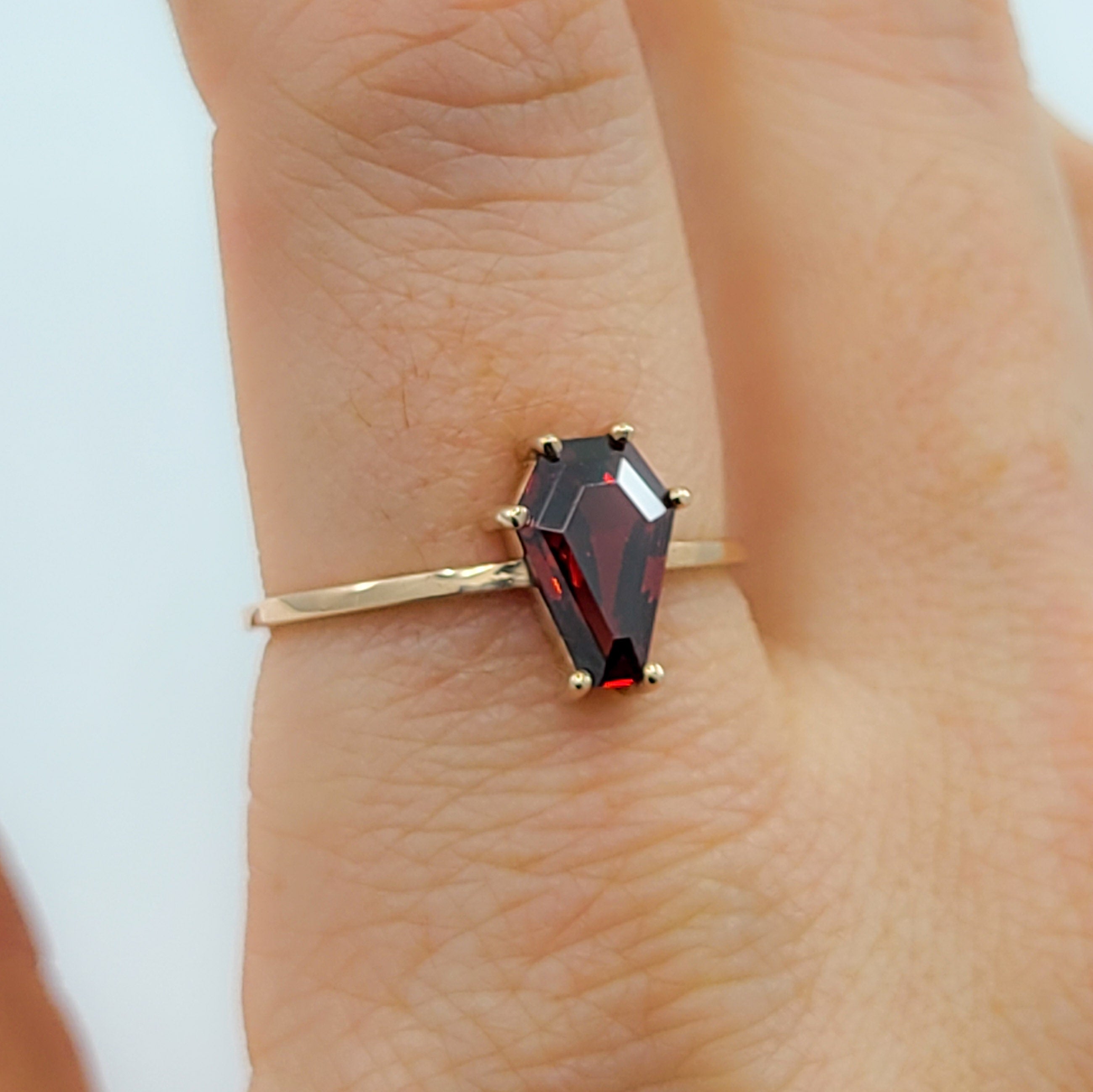 Cute Medium Coffin Solid Gold Ring (6x9) - Rose Gold & Color Options - Inchoo Bijoux