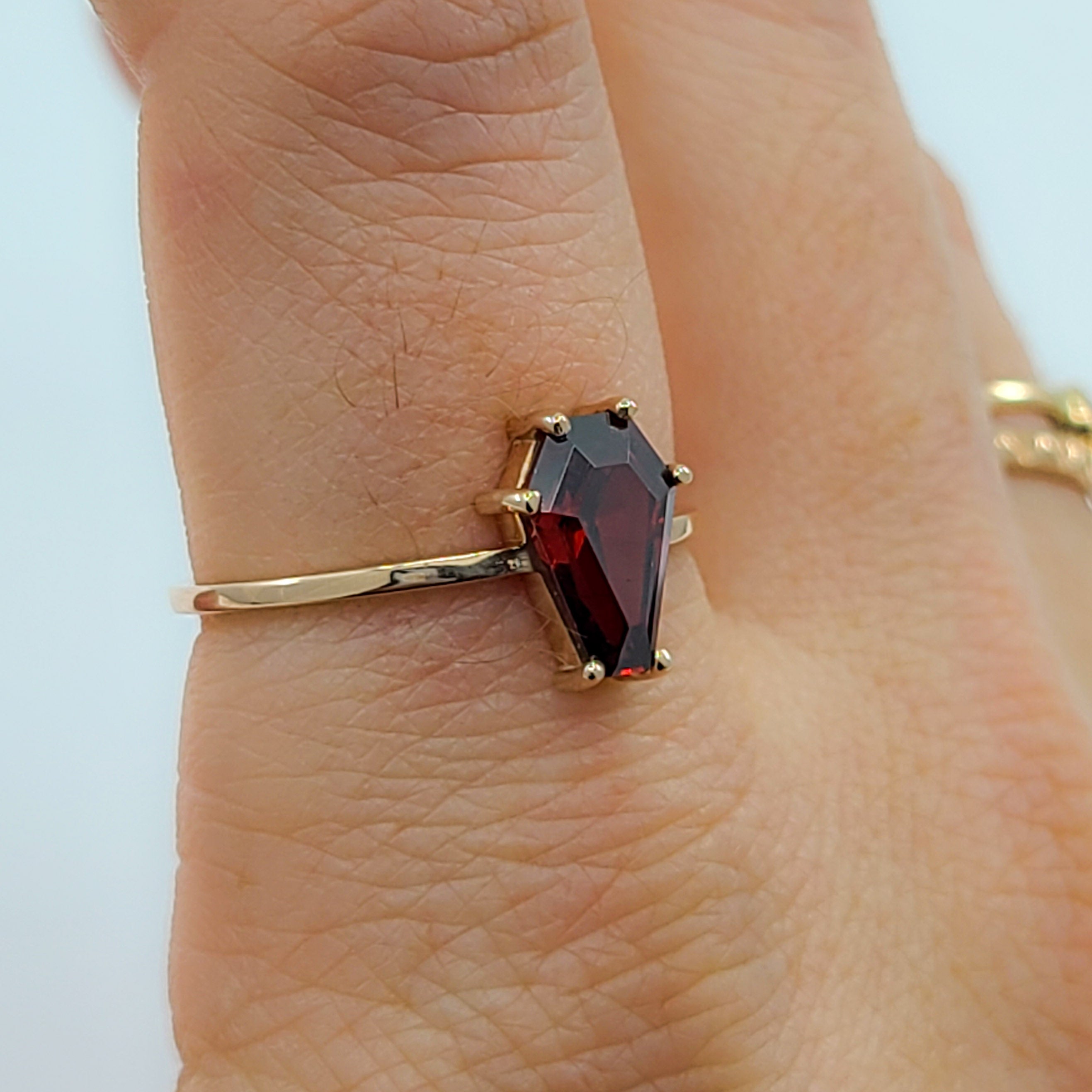 Cute Medium Coffin Solid Gold Ring (6x9) - Rose Gold & Color Options - Inchoo Bijoux