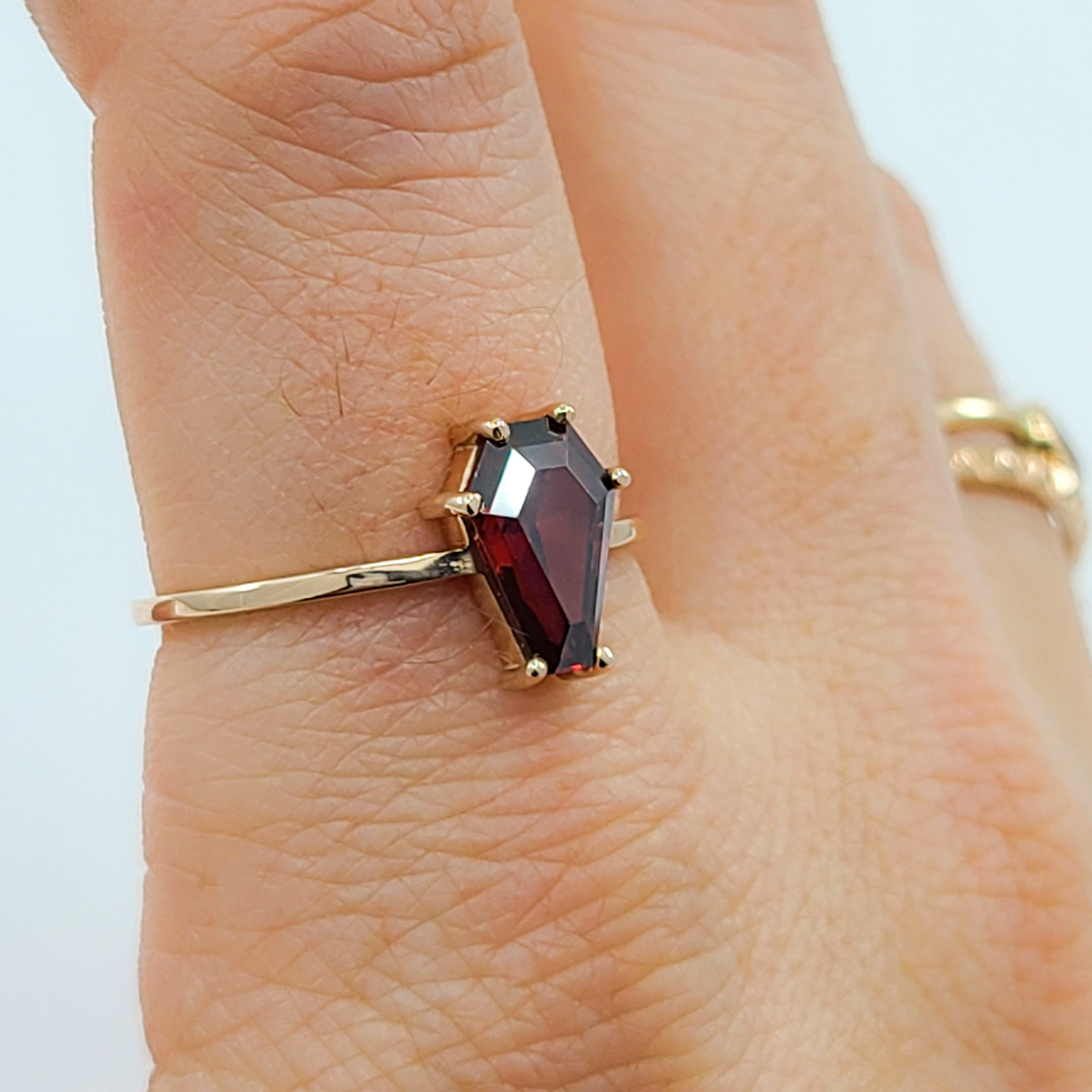Cute Medium Coffin Solid Gold Ring (6x9) - Rose Gold & Color Options - Inchoo Bijoux
