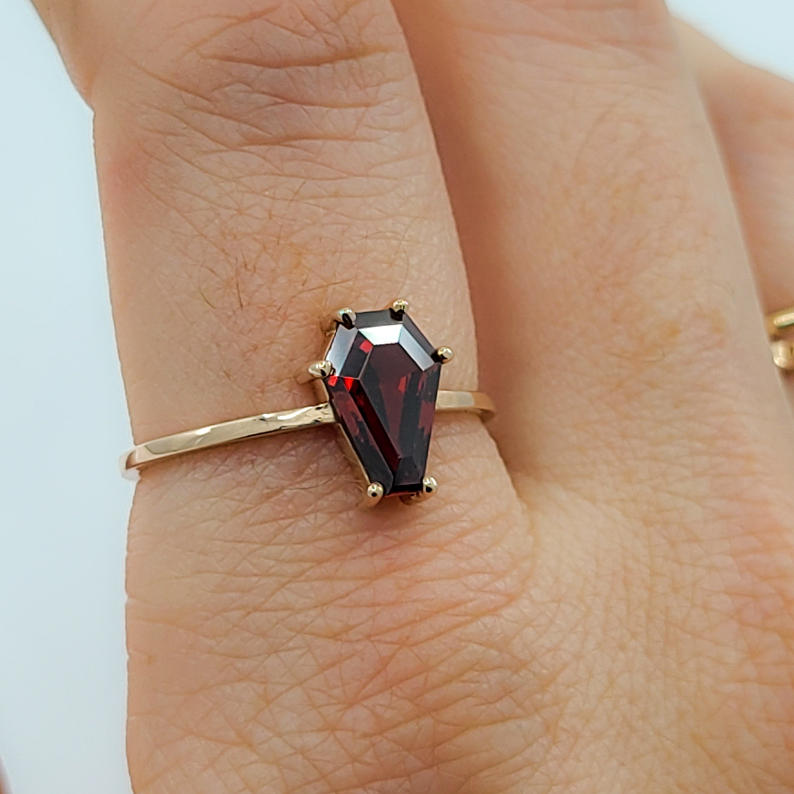 Cute Medium Coffin Solid Gold Ring (6x9) - Rose Gold & Color Options - Inchoo Bijoux