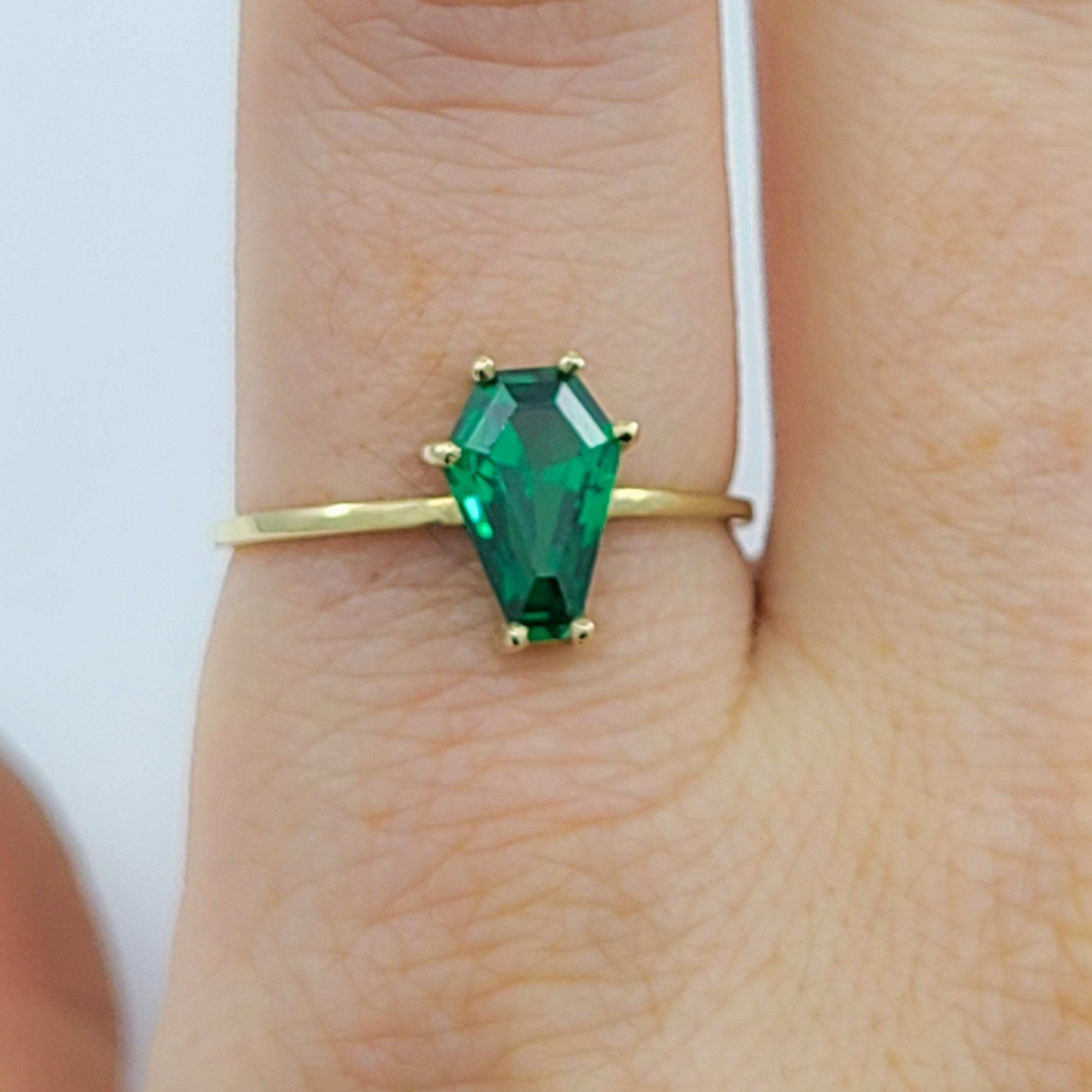 Cute Medium Coffin Solid Gold Ring (6x9) - Yellow Gold & Color Options - Inchoo Bijoux
