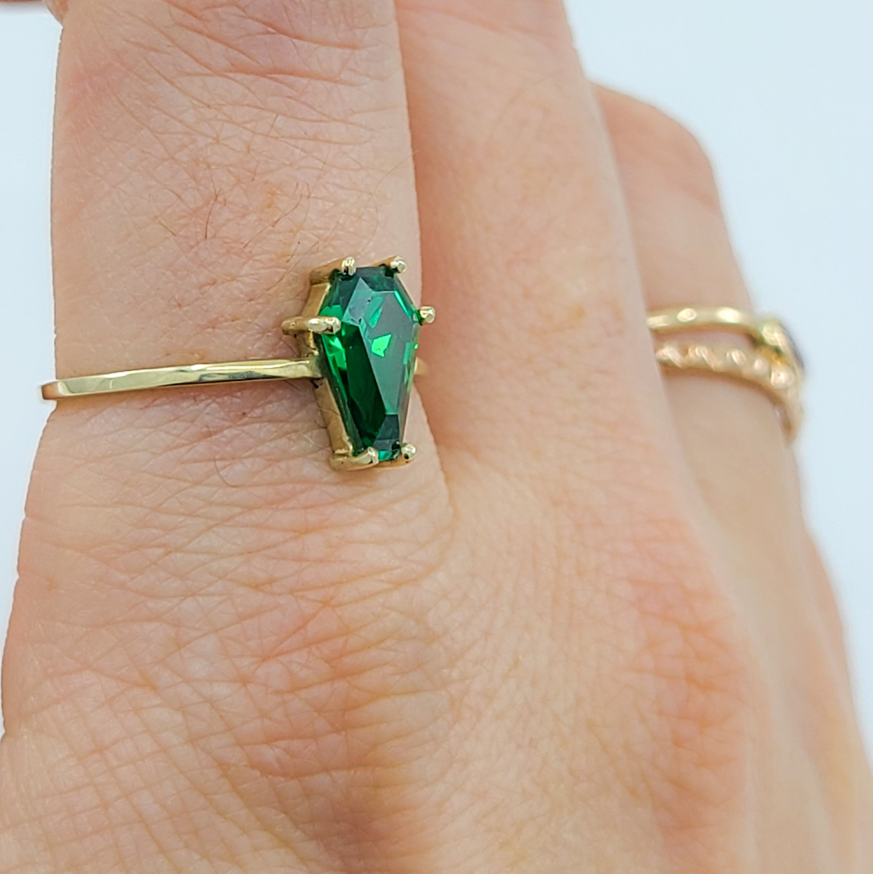 Cute Medium Coffin Solid Gold Ring (6x9) - Yellow Gold & Color Options - Inchoo Bijoux