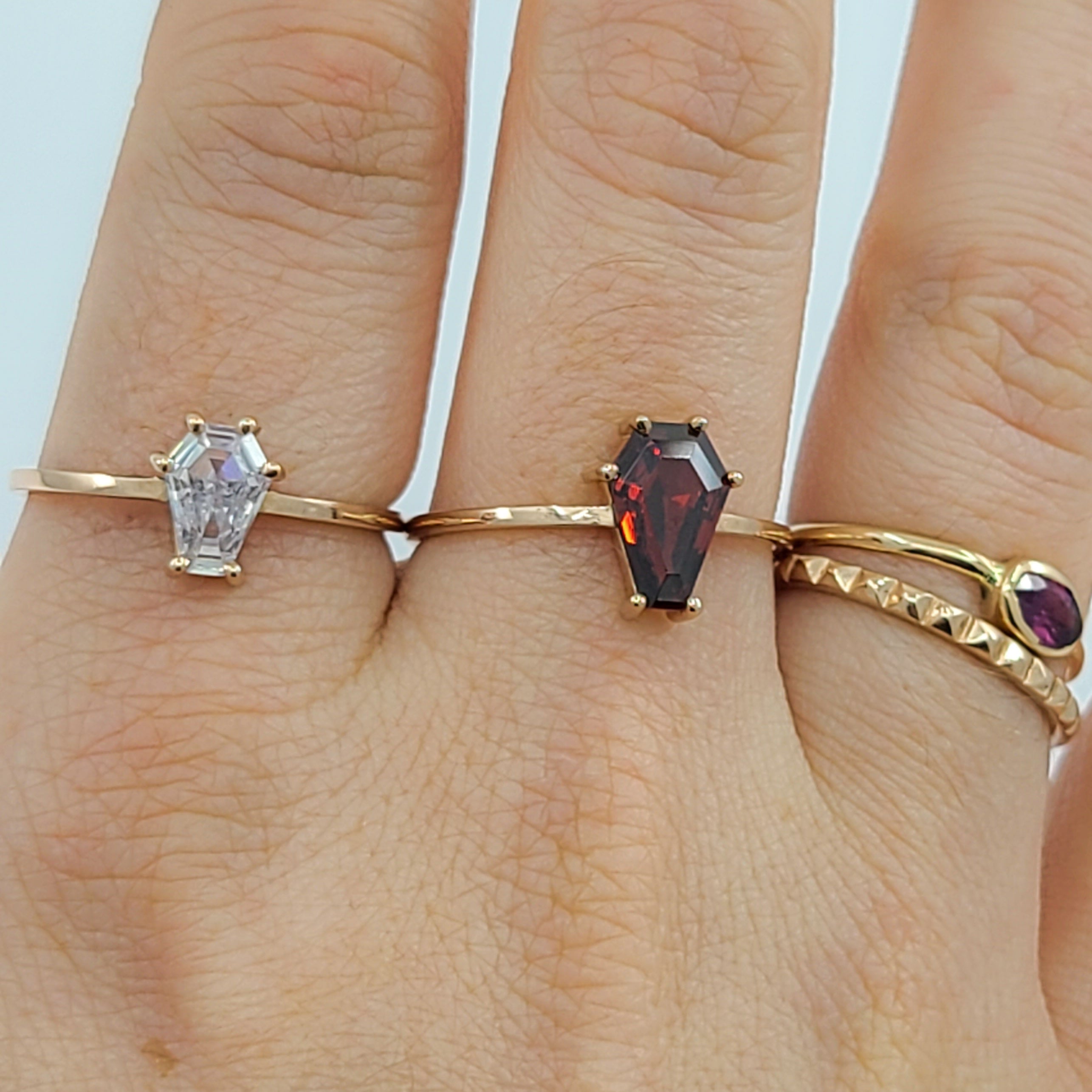 Cute Medium Coffin Solid Gold Ring (6x9) - Rose Gold & Color Options - Inchoo Bijoux