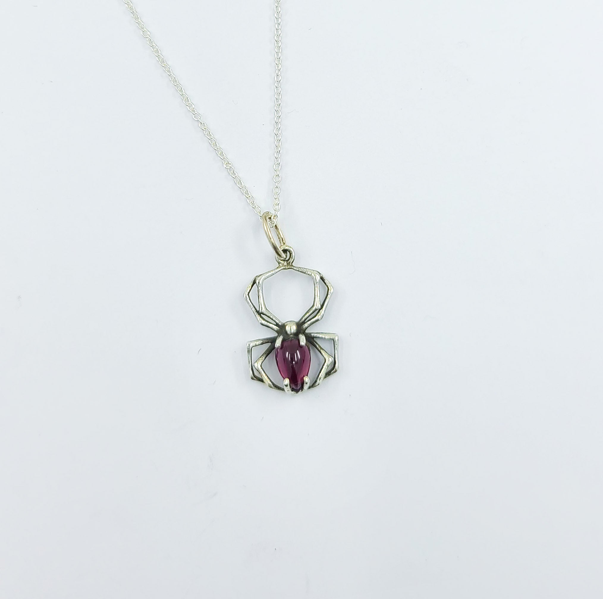 Radiant Red Garnet Cab Spider Pendant